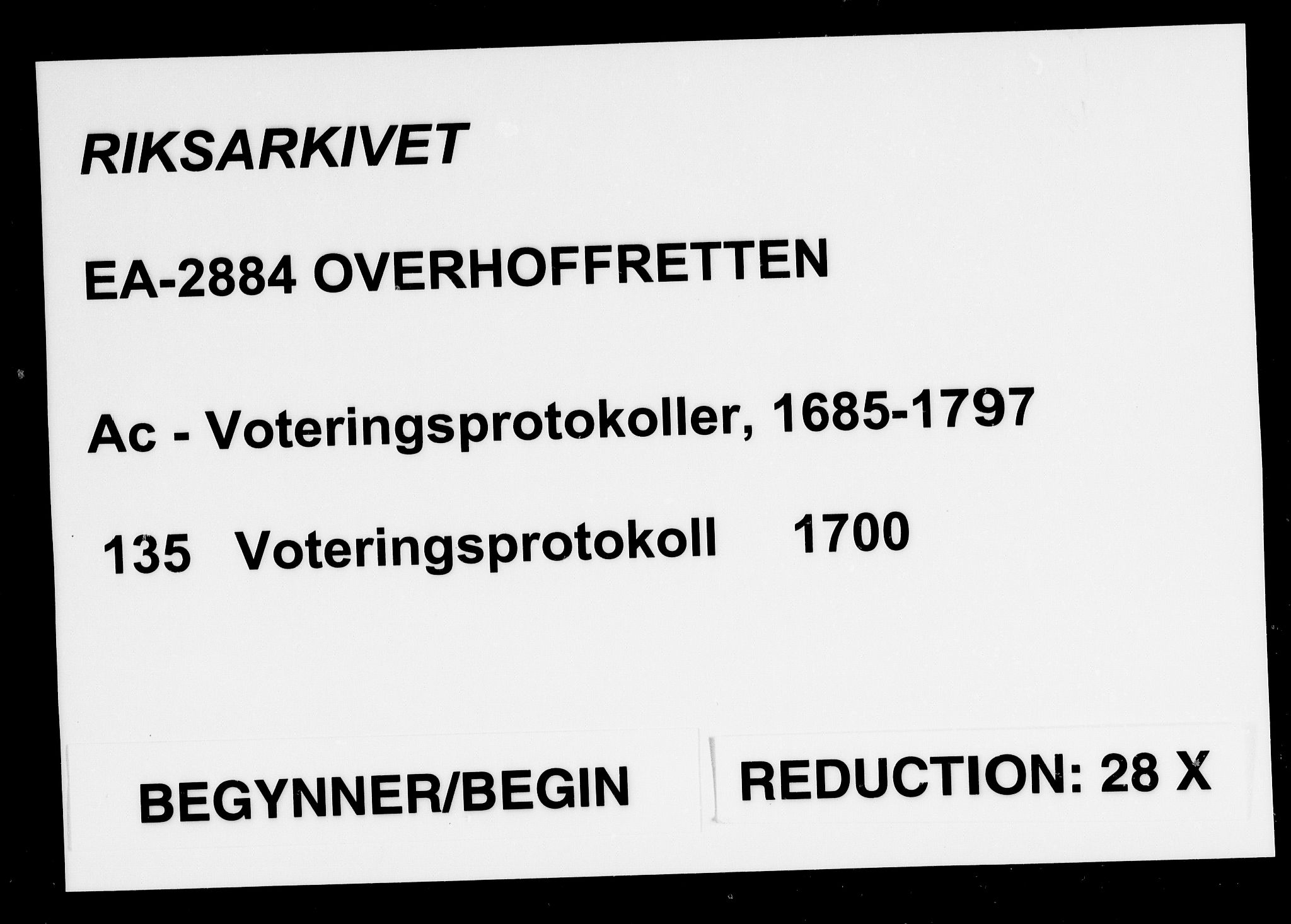 Overhoffretten 1667-1797, RA/EA-2884/Ac/L0135: Voteringsprotokoll, 1700