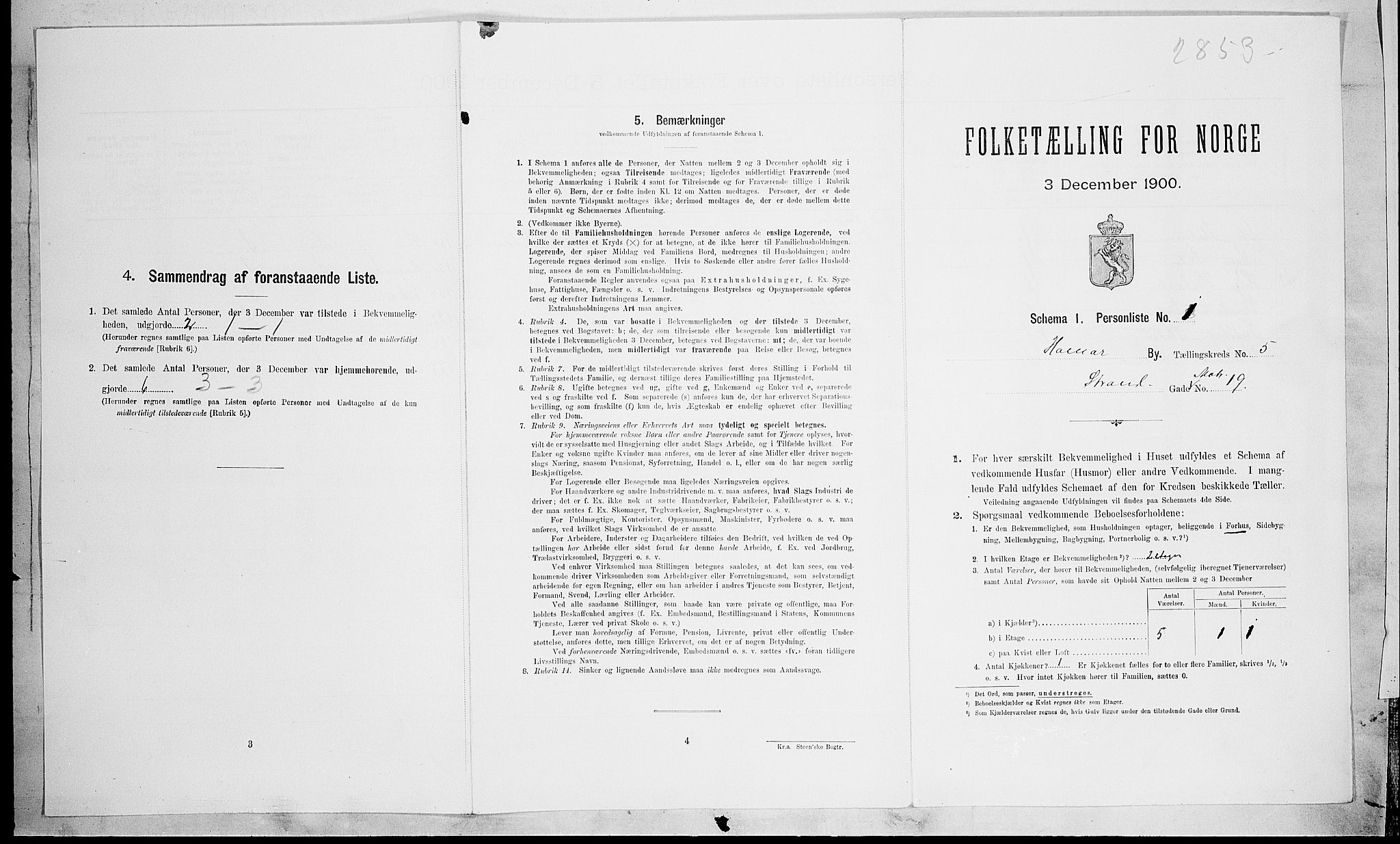 SAH, Folketelling 1900 for 0401 Hamar kjøpstad, 1900, s. 1538