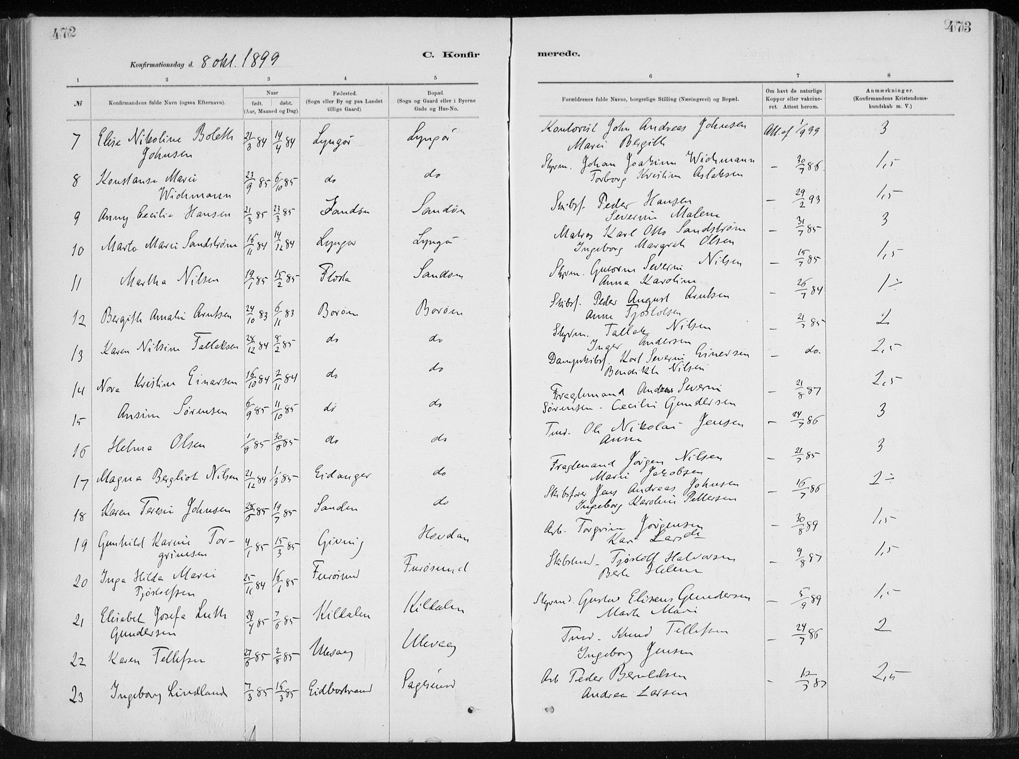 Dypvåg sokneprestkontor, AV/SAK-1111-0007/F/Fa/Faa/L0008: Ministerialbok nr. A 8, 1885-1906, s. 472-473