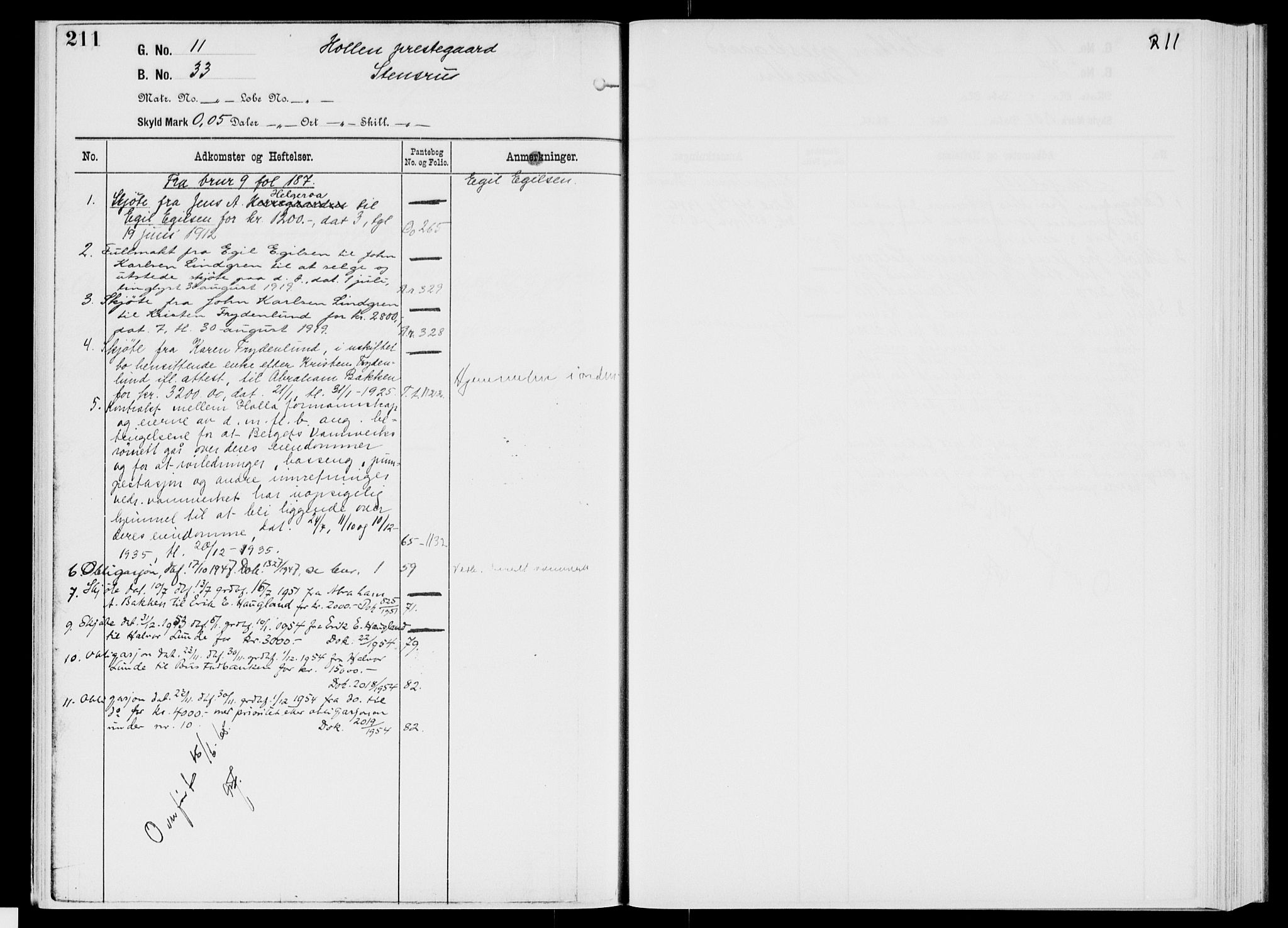 Nedre Telemark sorenskriveri, AV/SAKO-A-135/G/Gb/Gbg/L0001: Panteregister nr. VII 1, s. 211