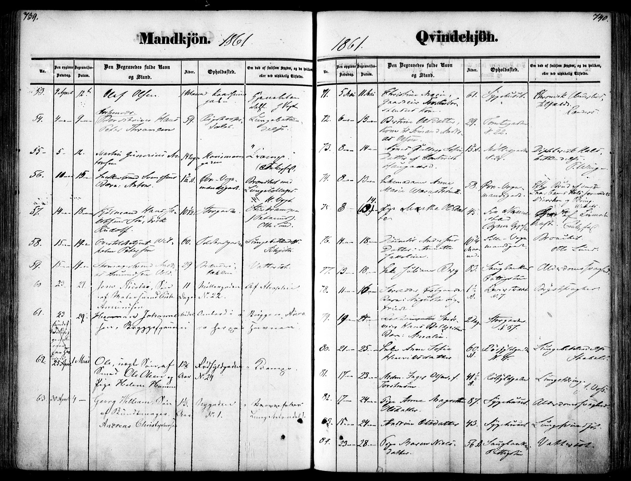 Oslo domkirke Kirkebøker, SAO/A-10752/F/Fa/L0025: Ministerialbok nr. 25, 1847-1867, s. 739-740