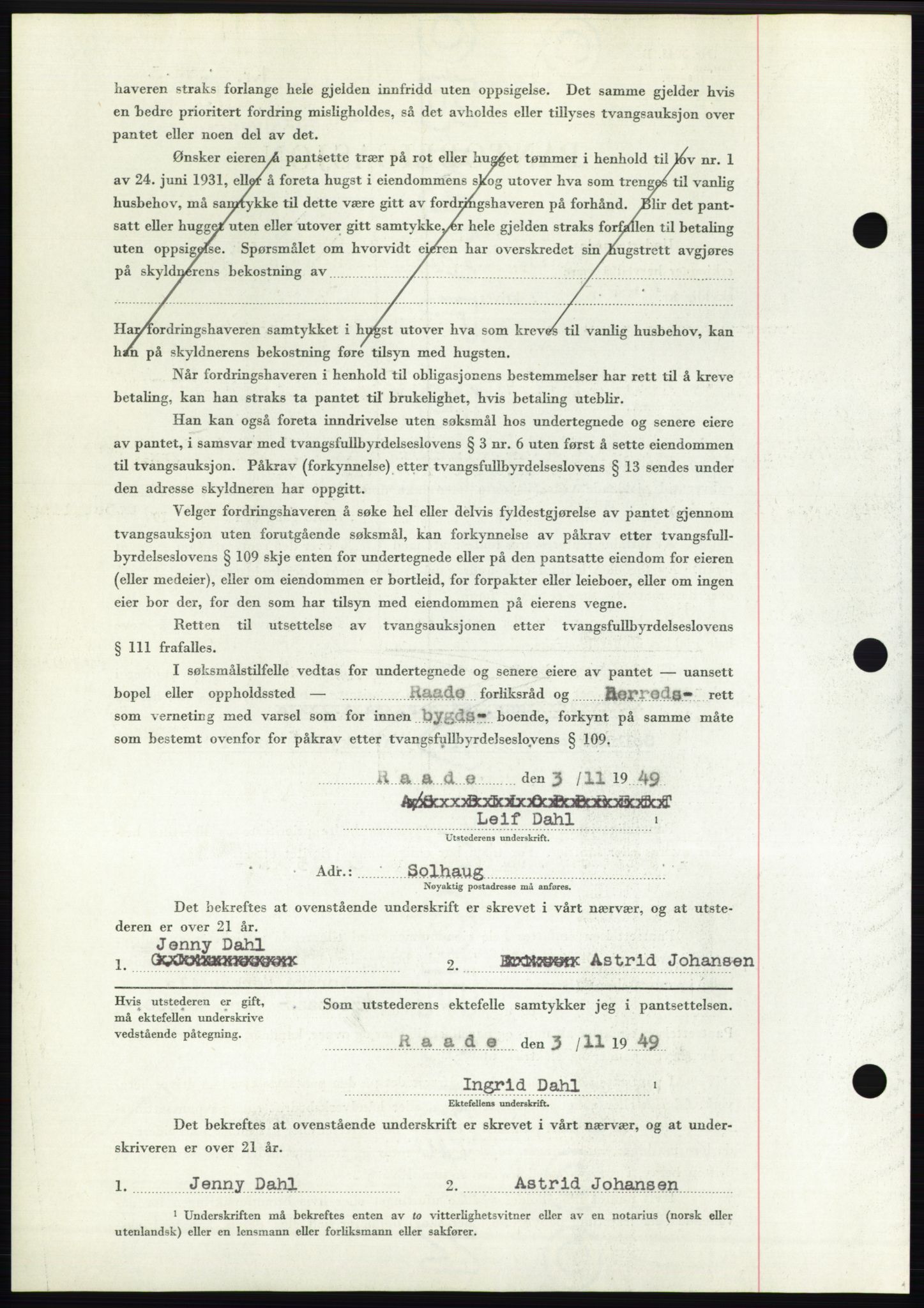 Moss sorenskriveri, SAO/A-10168: Pantebok nr. B23, 1949-1950, Dagboknr: 3428/1949