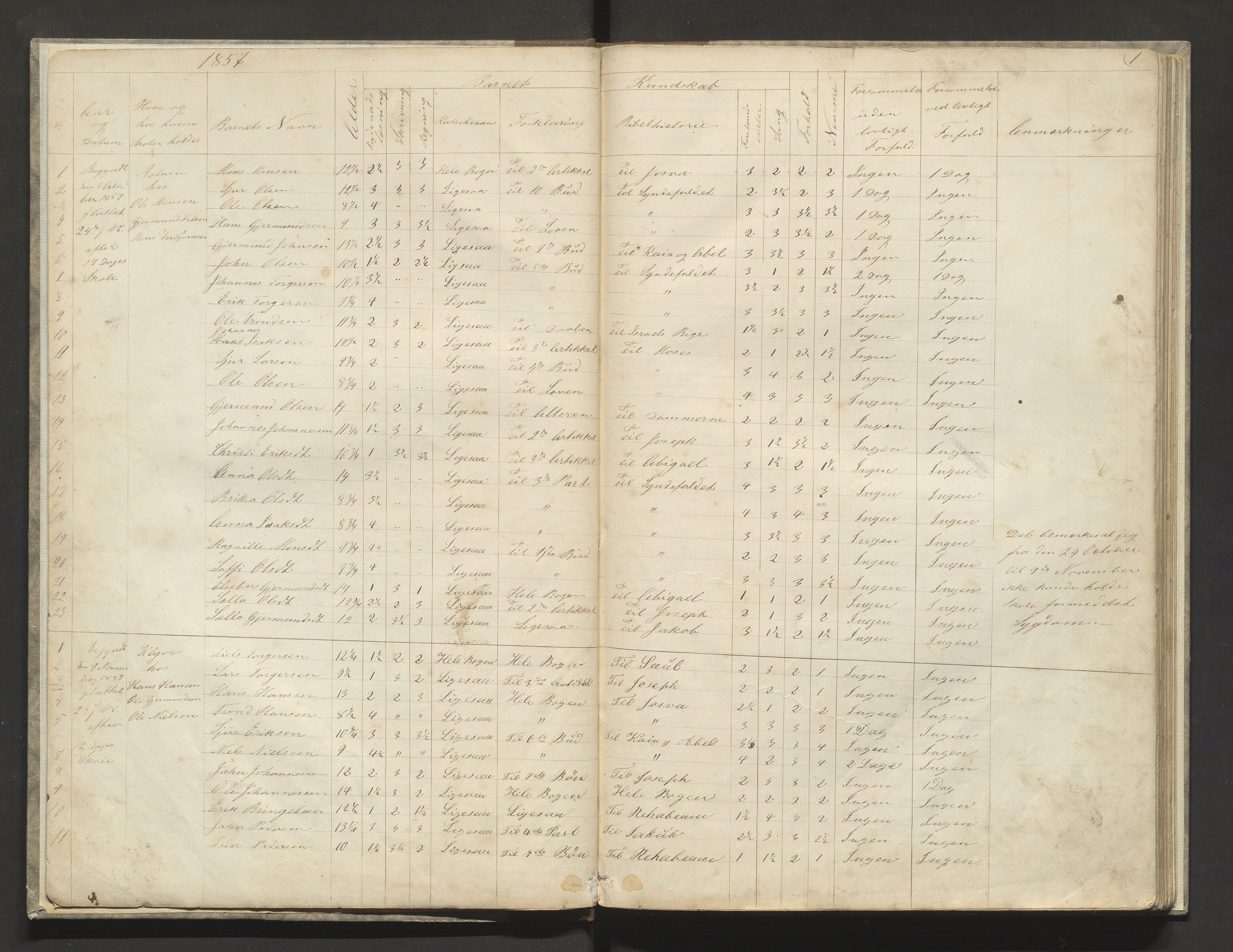 Kvam herad. Barneskulane, IKAH/1238-231/F/Fa/L0013: Skuleprotokoll for skoleholderen i Vikøy prestegjeld 5. skuledistrikt, 1., 2. og 3. rode, 1857-1866