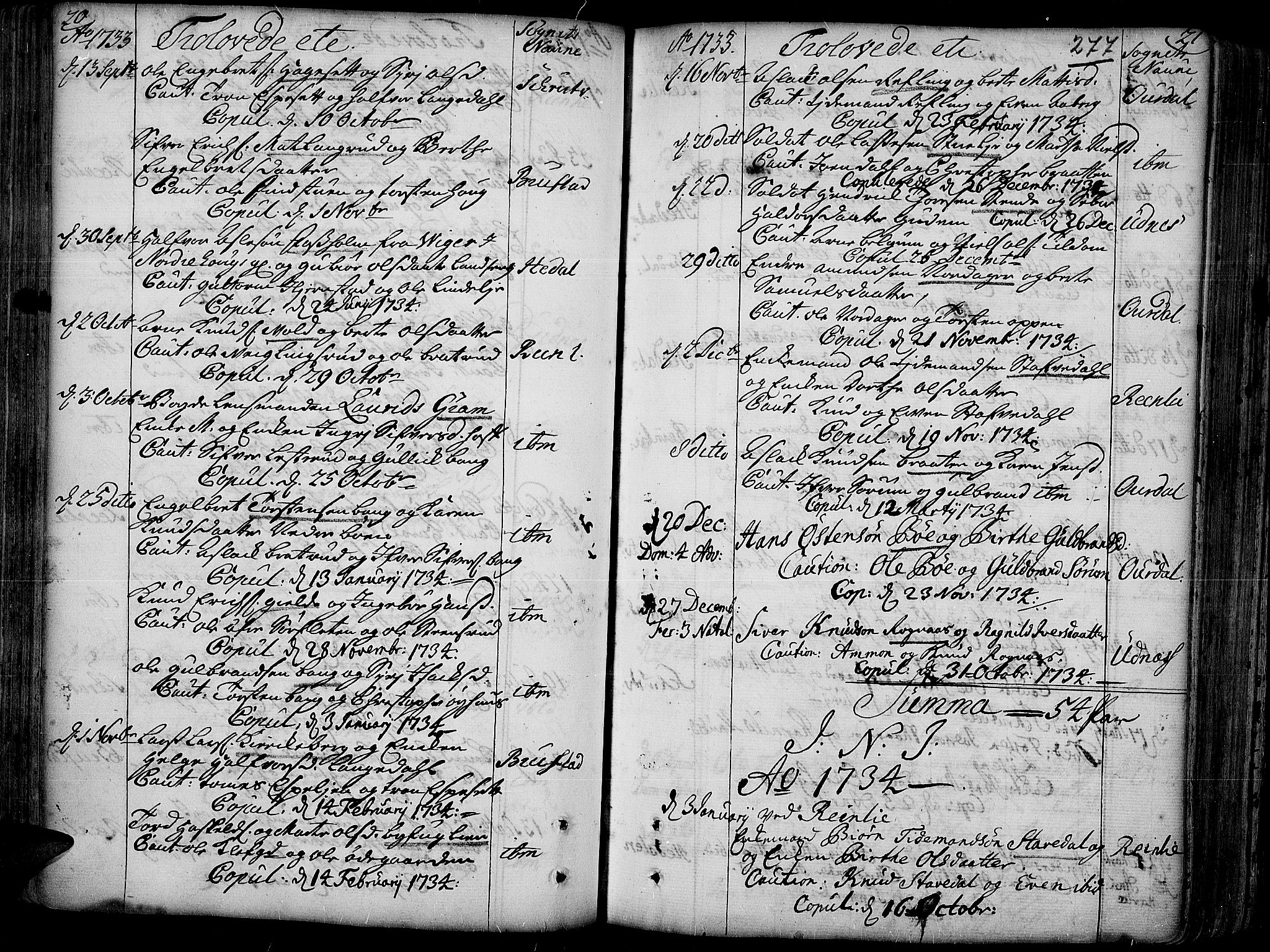 Aurdal prestekontor, AV/SAH-PREST-126/H/Ha/Haa/L0004: Ministerialbok nr. 4, 1730-1762, s. 20-21