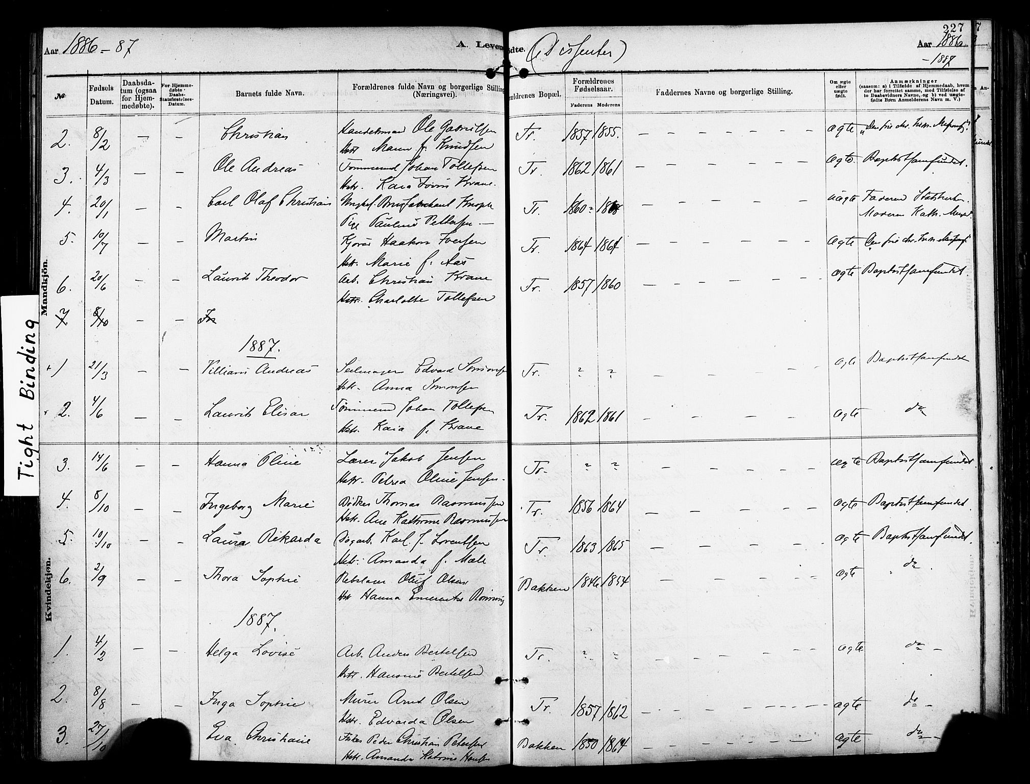 Tromsø sokneprestkontor/stiftsprosti/domprosti, AV/SATØ-S-1343/G/Ga/L0014kirke: Ministerialbok nr. 14, 1878-1888, s. 227