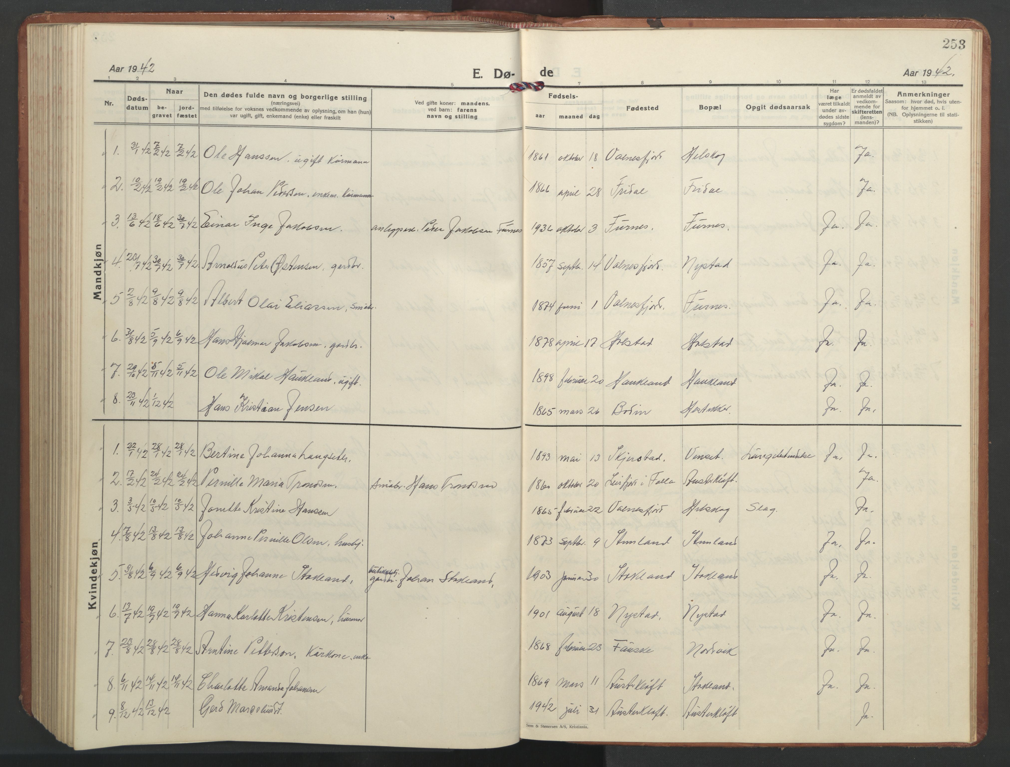 Ministerialprotokoller, klokkerbøker og fødselsregistre - Nordland, SAT/A-1459/851/L0727: Klokkerbok nr. 851C02, 1925-1948, s. 253