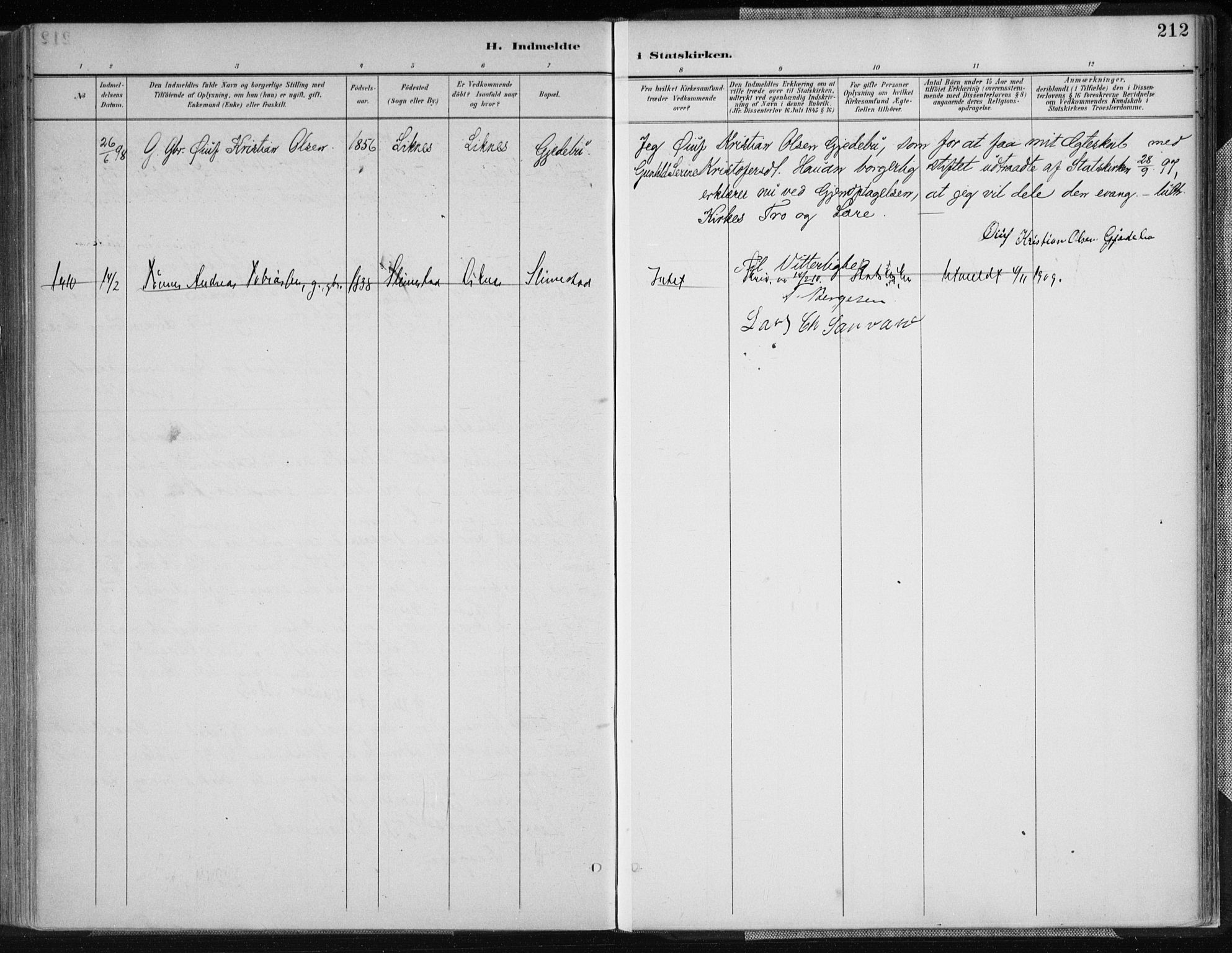 Kvinesdal sokneprestkontor, SAK/1111-0026/F/Fa/Fab/L0008: Ministerialbok nr. A 8, 1886-1897, s. 212
