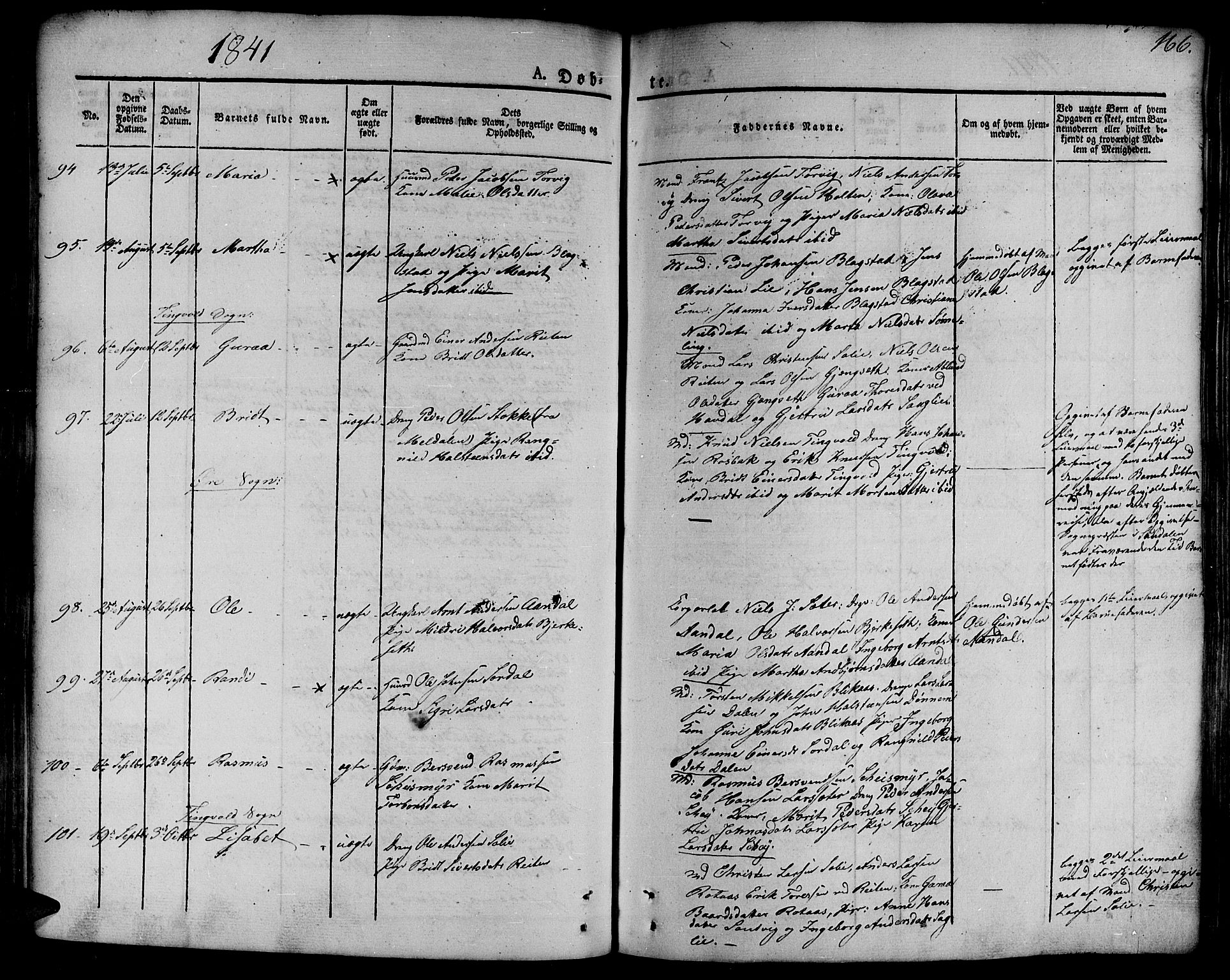 Ministerialprotokoller, klokkerbøker og fødselsregistre - Møre og Romsdal, AV/SAT-A-1454/586/L0983: Ministerialbok nr. 586A09, 1829-1843, s. 166