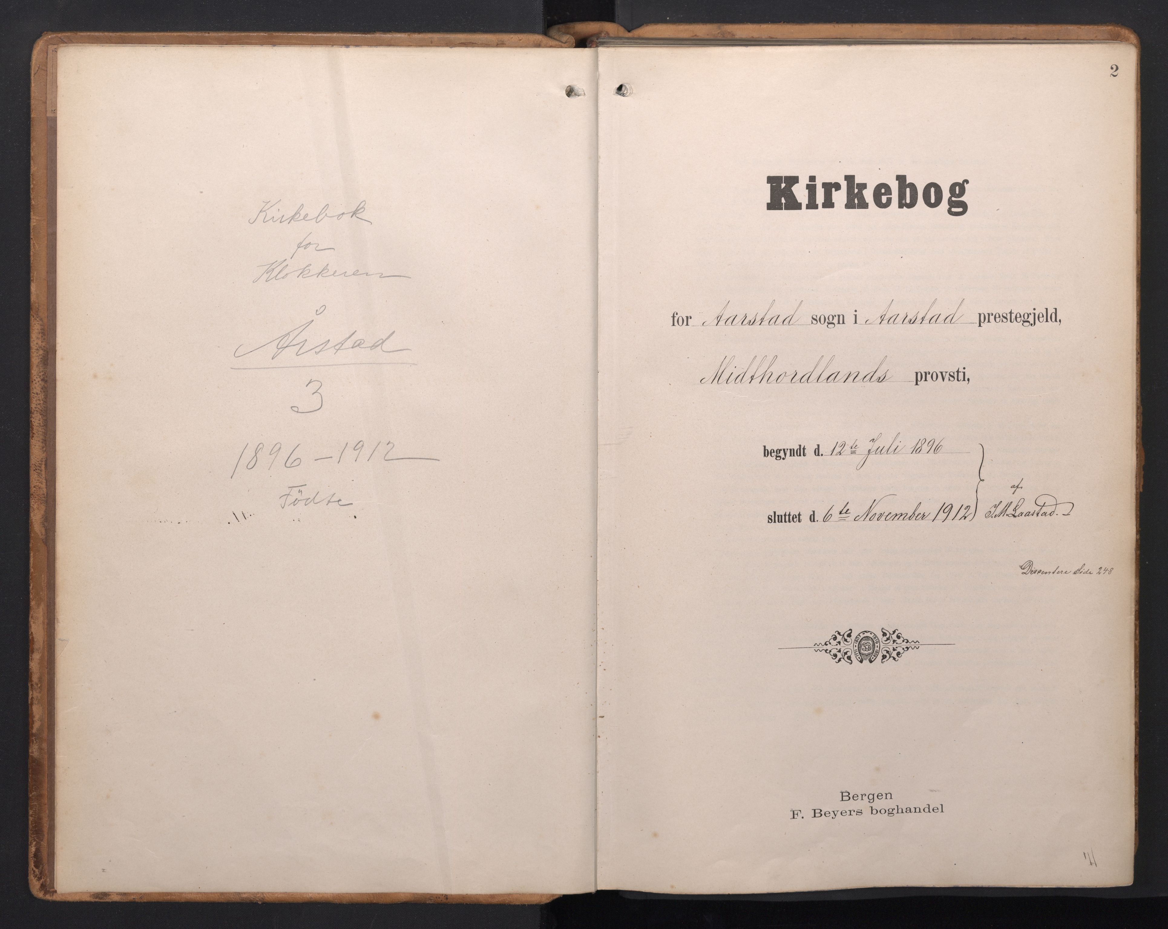 Årstad Sokneprestembete, AV/SAB-A-79301/H/Hab/L0002: Klokkerbok nr. A 2, 1896-1912, s. 1b-2a