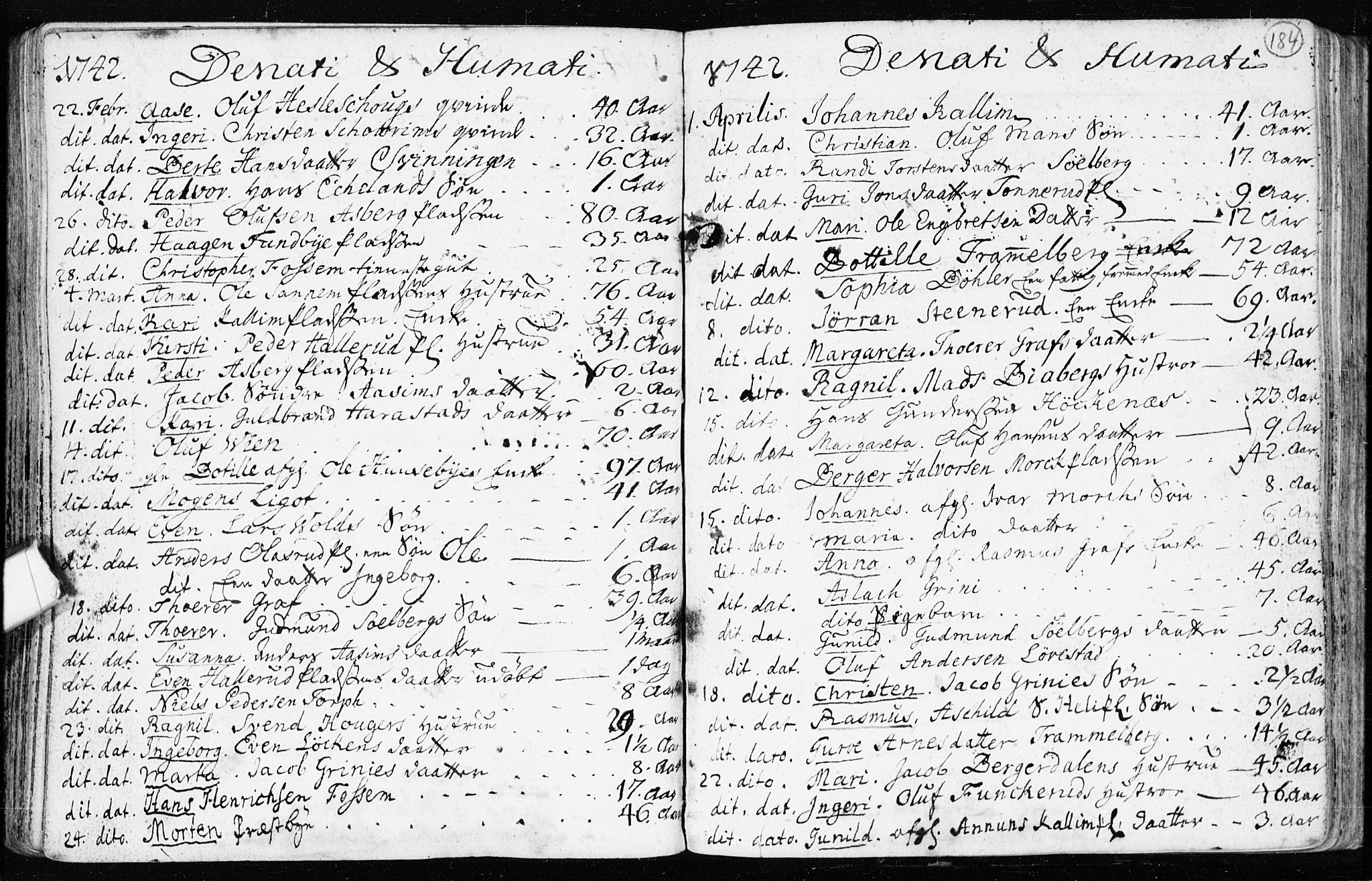 Spydeberg prestekontor Kirkebøker, SAO/A-10924/F/Fa/L0002: Ministerialbok nr. I 2, 1739-1780, s. 184
