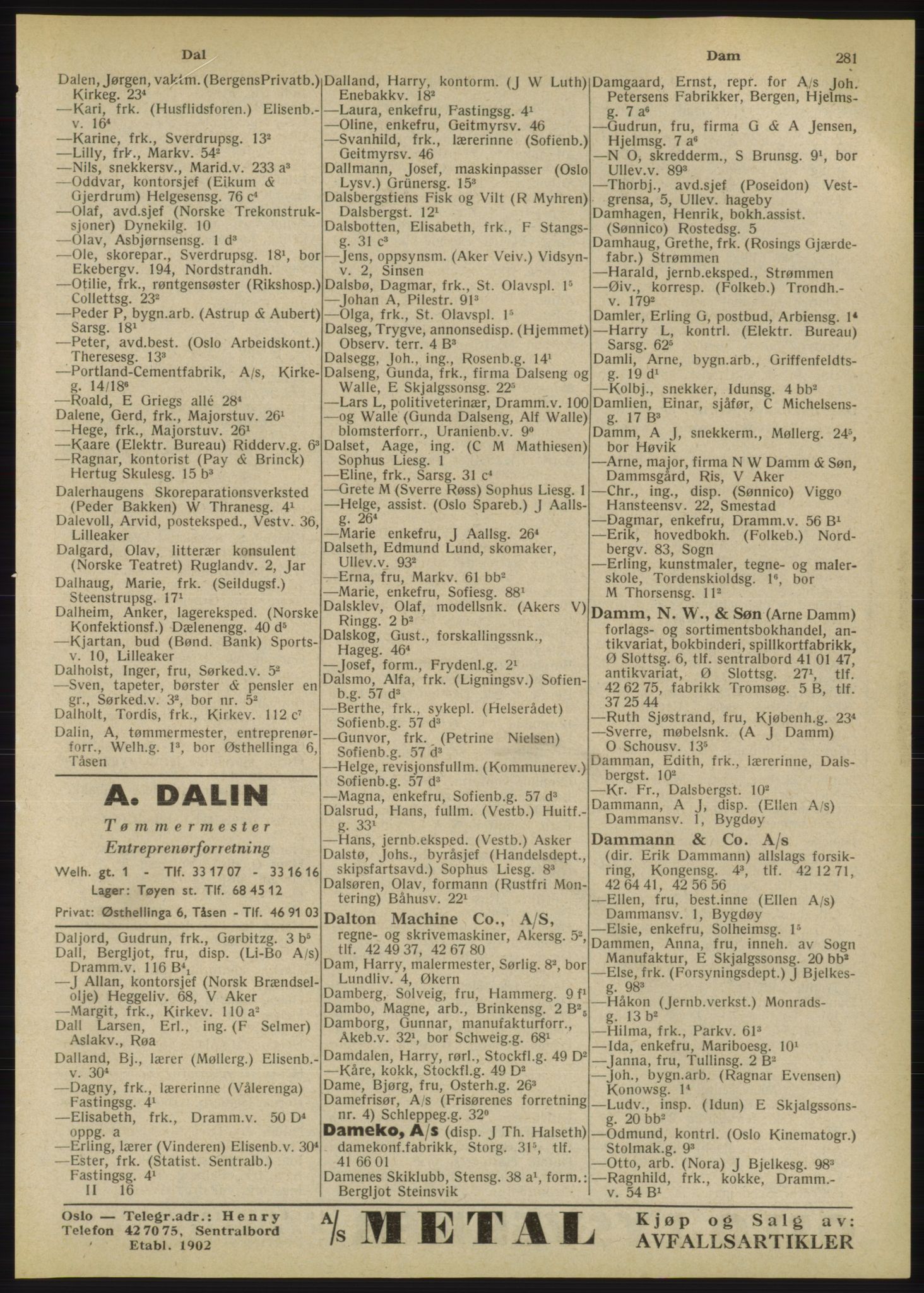 Kristiania/Oslo adressebok, PUBL/-, 1947, s. 281
