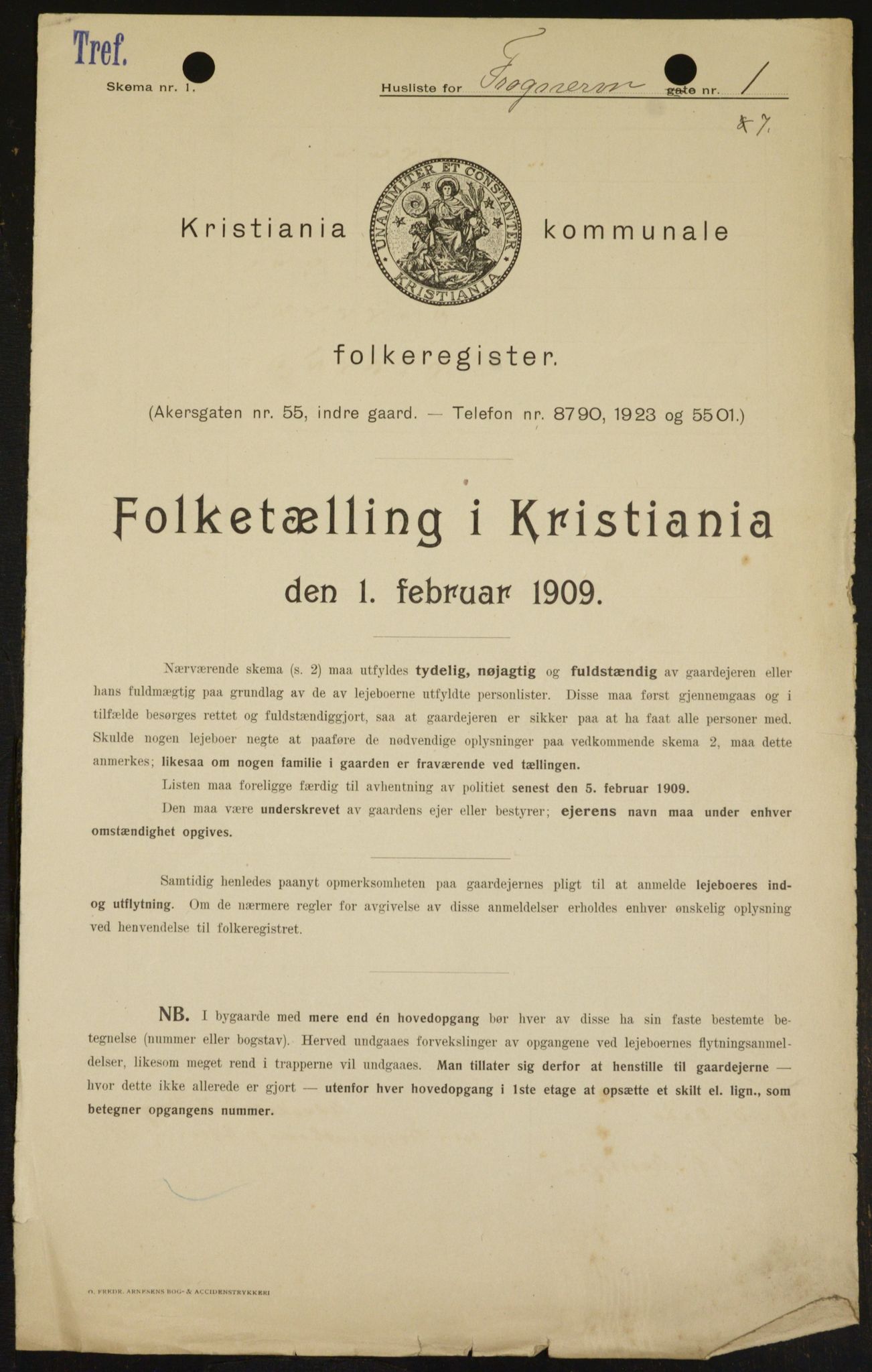 OBA, Kommunal folketelling 1.2.1909 for Kristiania kjøpstad, 1909, s. 24595