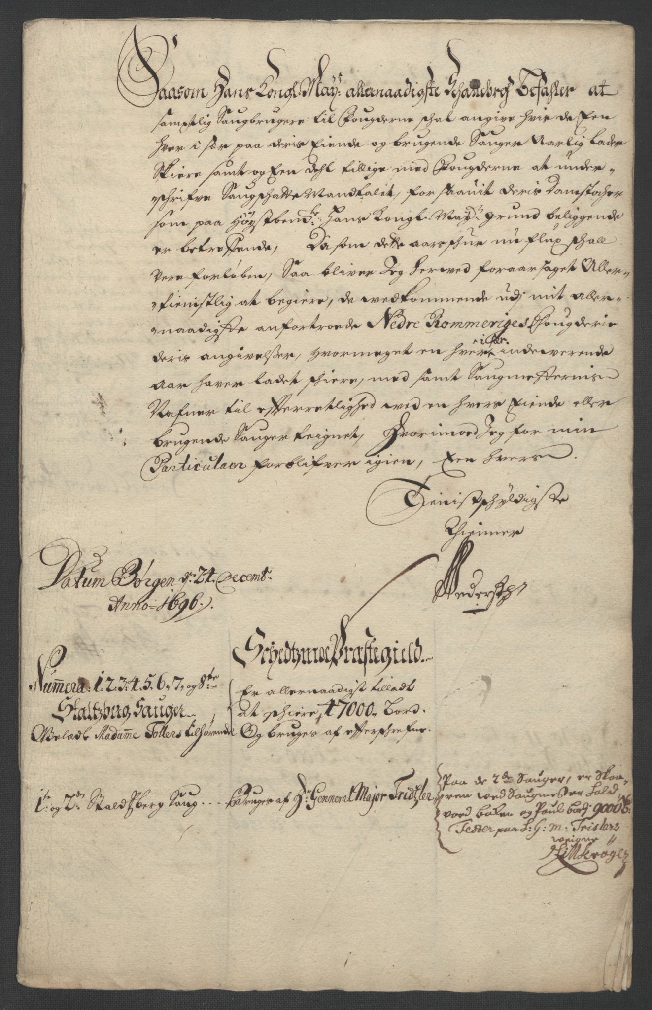 Rentekammeret inntil 1814, Reviderte regnskaper, Fogderegnskap, RA/EA-4092/R11/L0580: Fogderegnskap Nedre Romerike, 1696-1697, s. 160