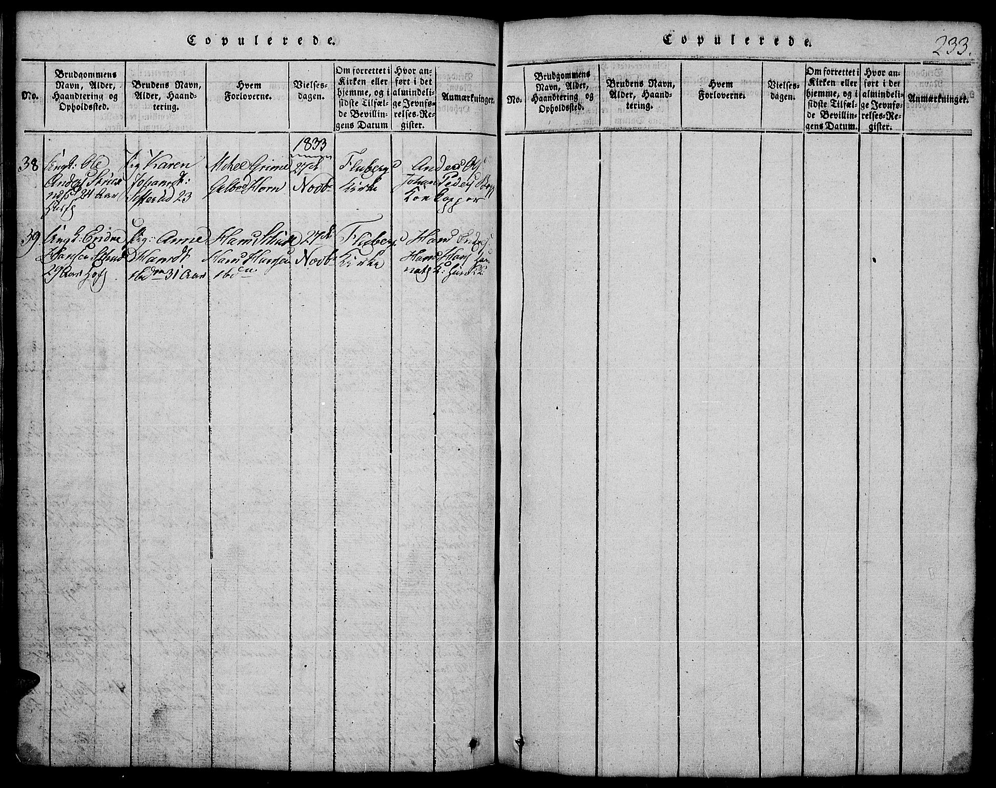 Land prestekontor, SAH/PREST-120/H/Ha/Hab/L0001: Klokkerbok nr. 1, 1814-1833, s. 233