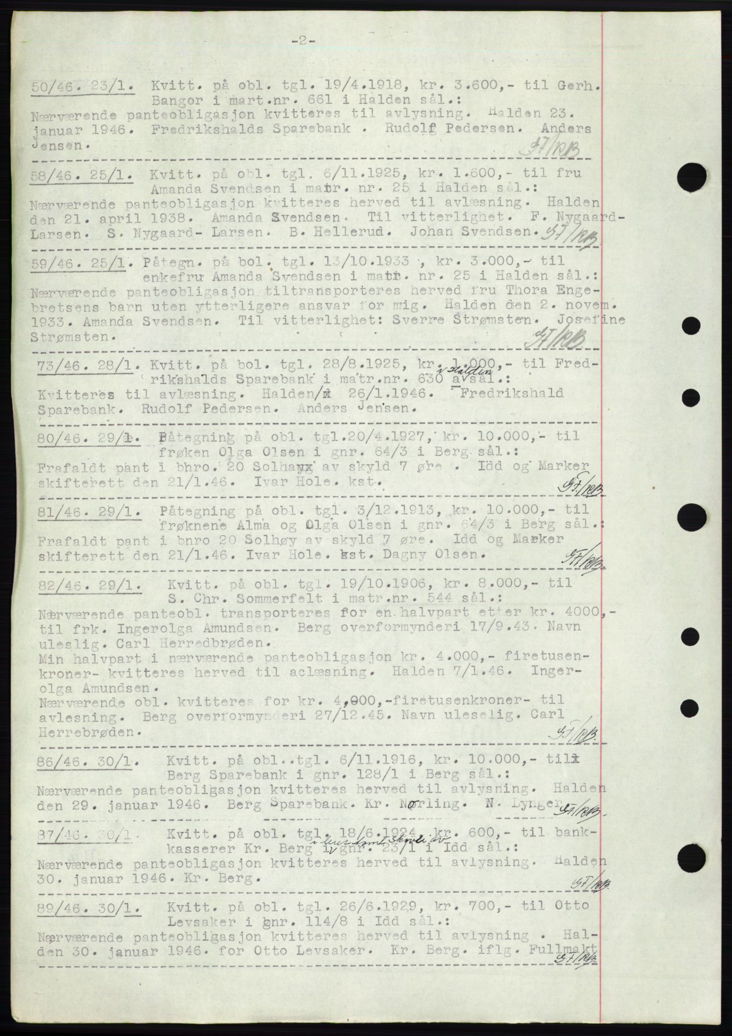 Idd og Marker sorenskriveri, SAO/A-10283/G/Gb/Gbc/L0003: Pantebok nr. B4-9b, 1946-1946, Tingl.dato: 23.01.1946