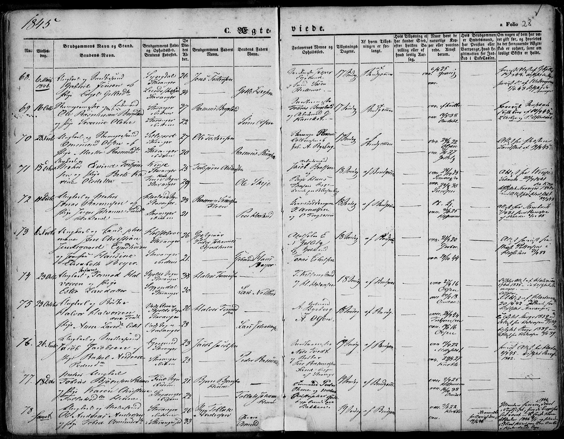Domkirken sokneprestkontor, AV/SAST-A-101812/001/30/30BA/L0015: Ministerialbok nr. A 14, 1842-1857, s. 28