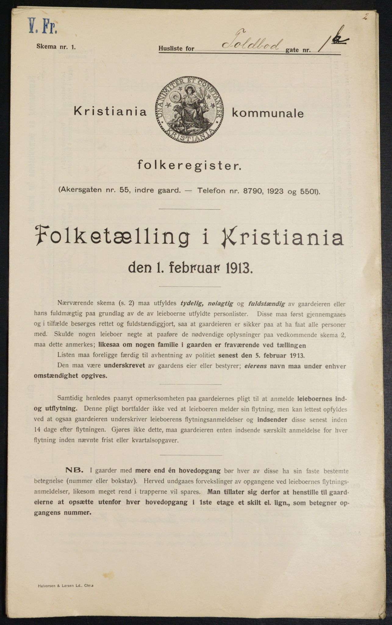 OBA, Kommunal folketelling 1.2.1913 for Kristiania, 1913, s. 113091