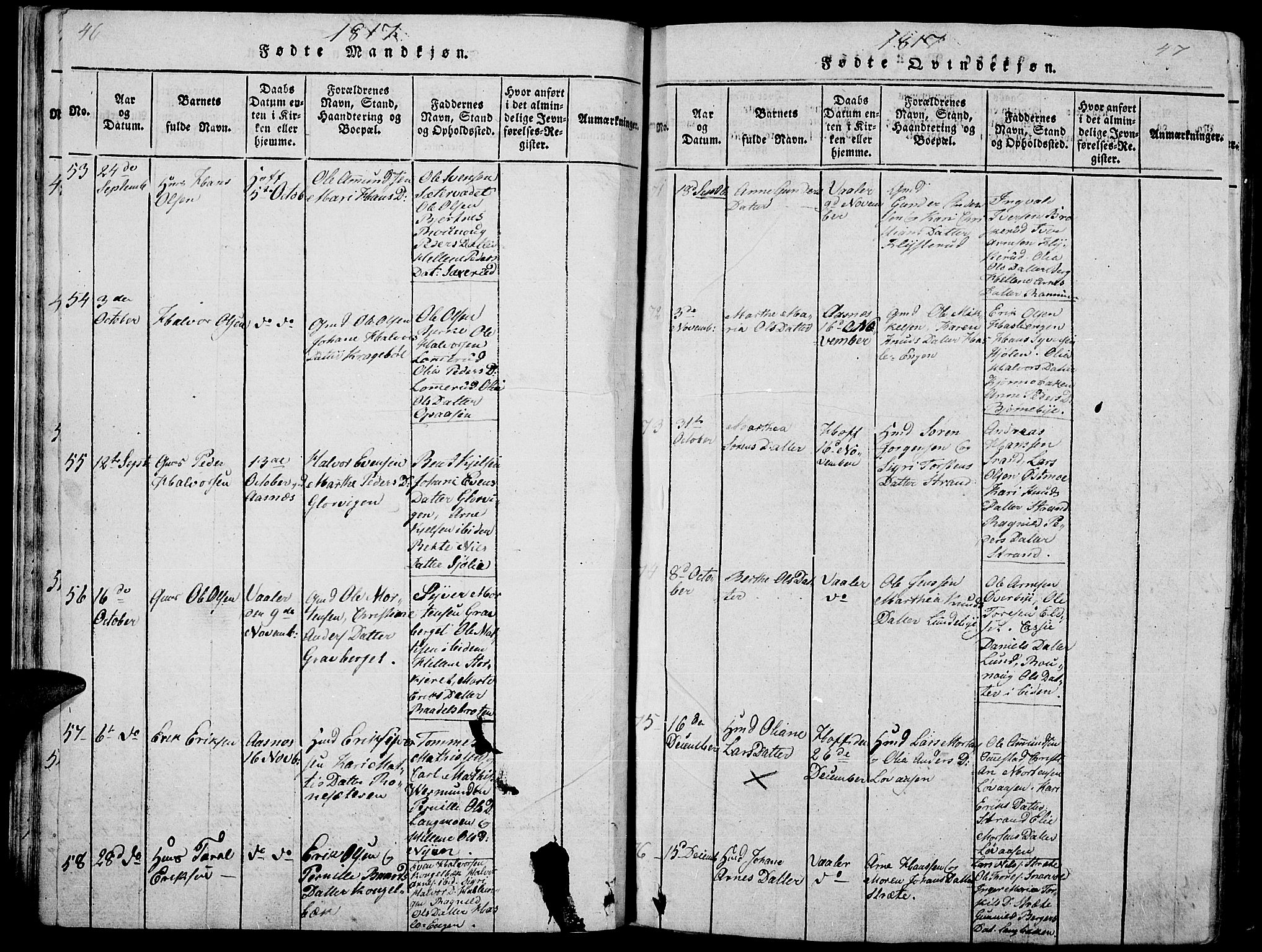 Hof prestekontor, AV/SAH-PREST-038/H/Ha/Haa/L0005: Ministerialbok nr. 5, 1816-1822, s. 46-47