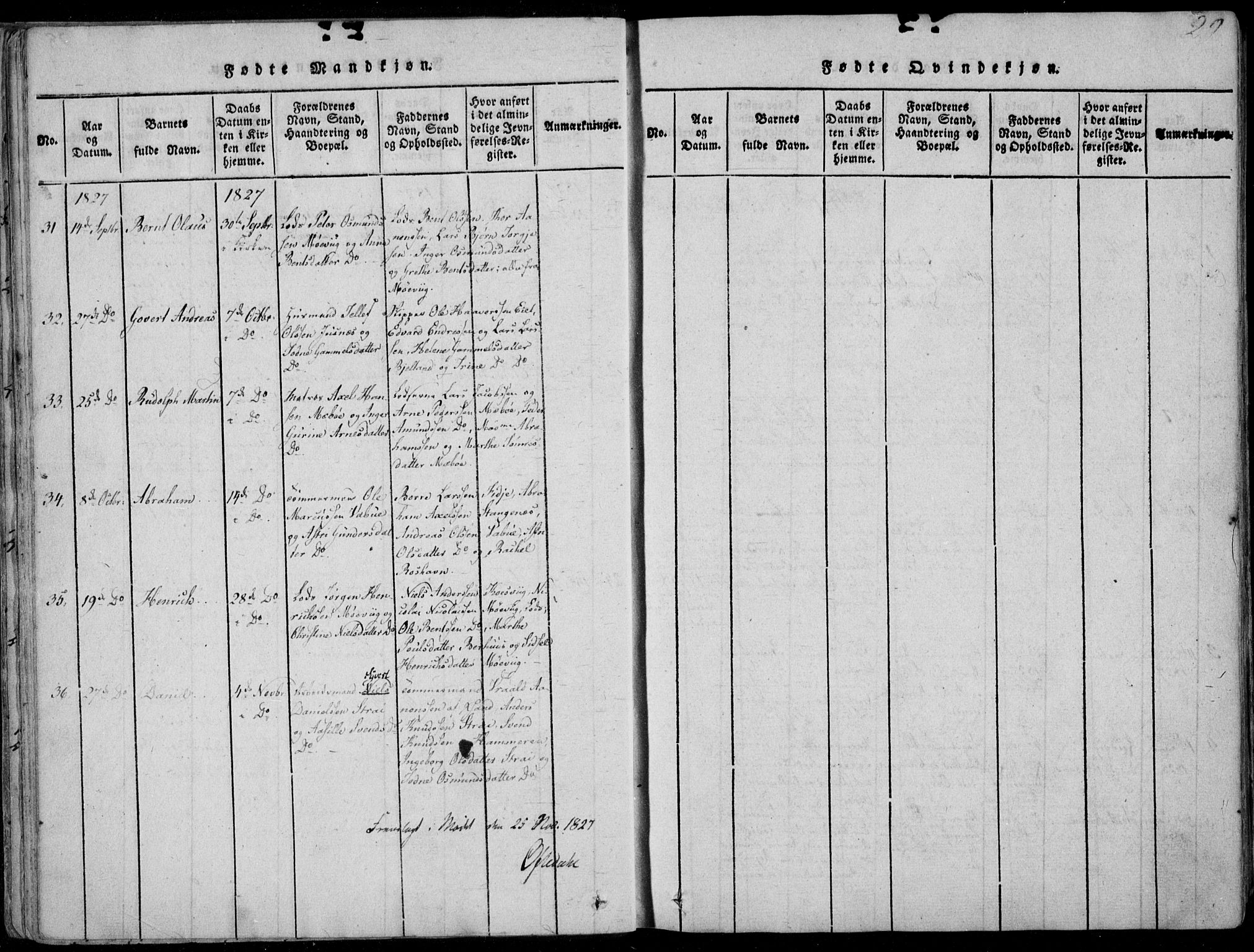 Oddernes sokneprestkontor, AV/SAK-1111-0033/F/Fa/Faa/L0005: Ministerialbok nr. A 5, 1820-1838, s. 29