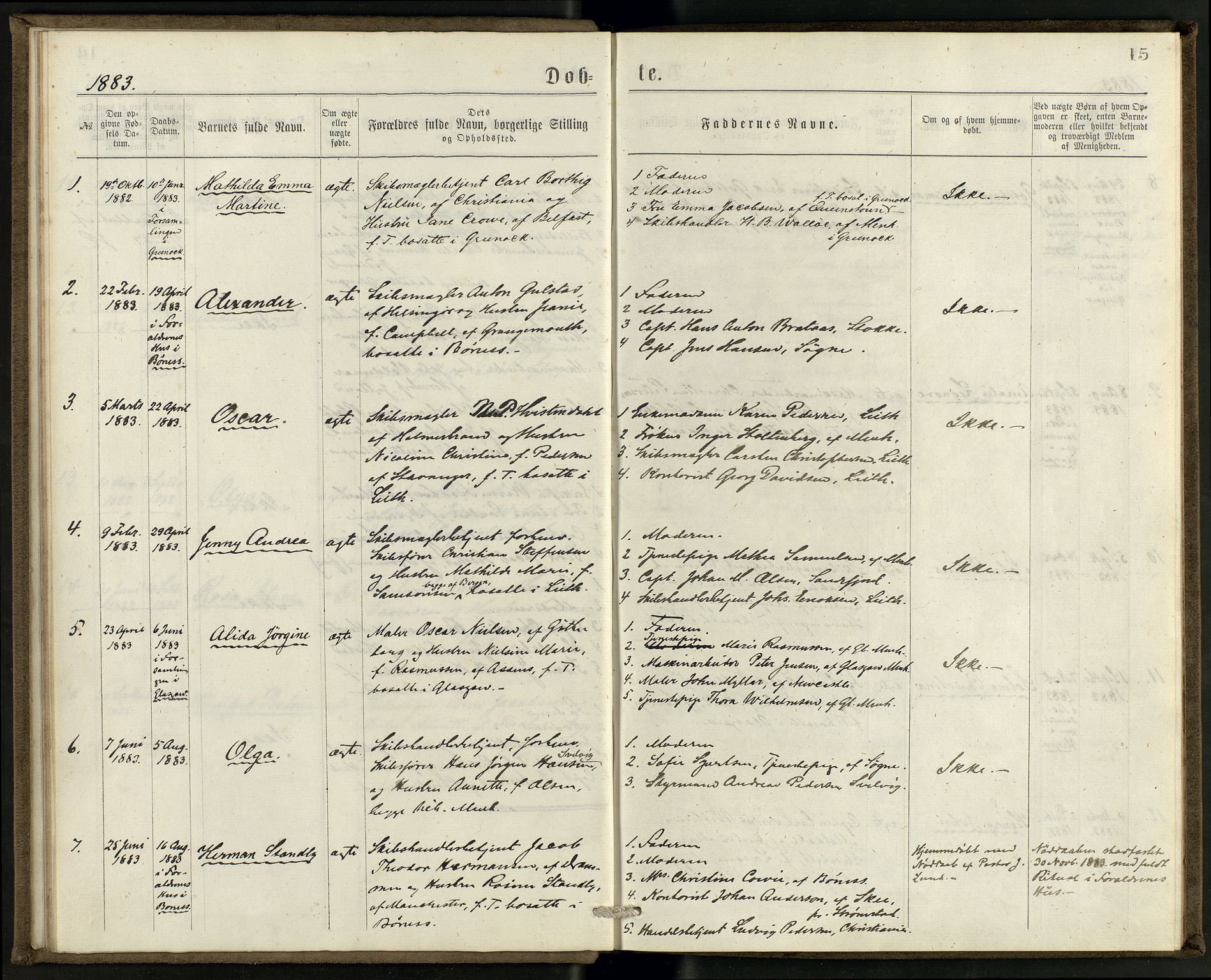 Den norske sjømannsmisjon i utlandet/Skotske havner (Leith, Glasgow), AV/SAB-SAB/PA-0100/H/Ha/Haa/L0002: Ministerialbok nr. A 2, 1877-1887, s. 14b-15a