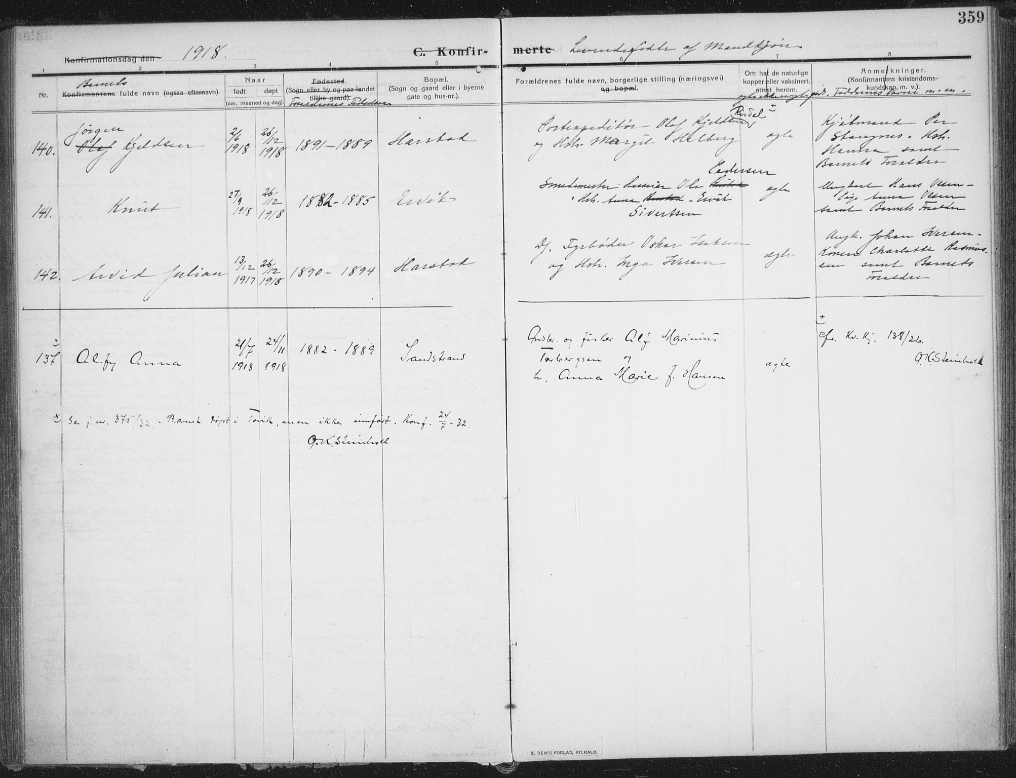 Trondenes sokneprestkontor, AV/SATØ-S-1319/H/Ha/L0018kirke: Ministerialbok nr. 18, 1909-1918, s. 359