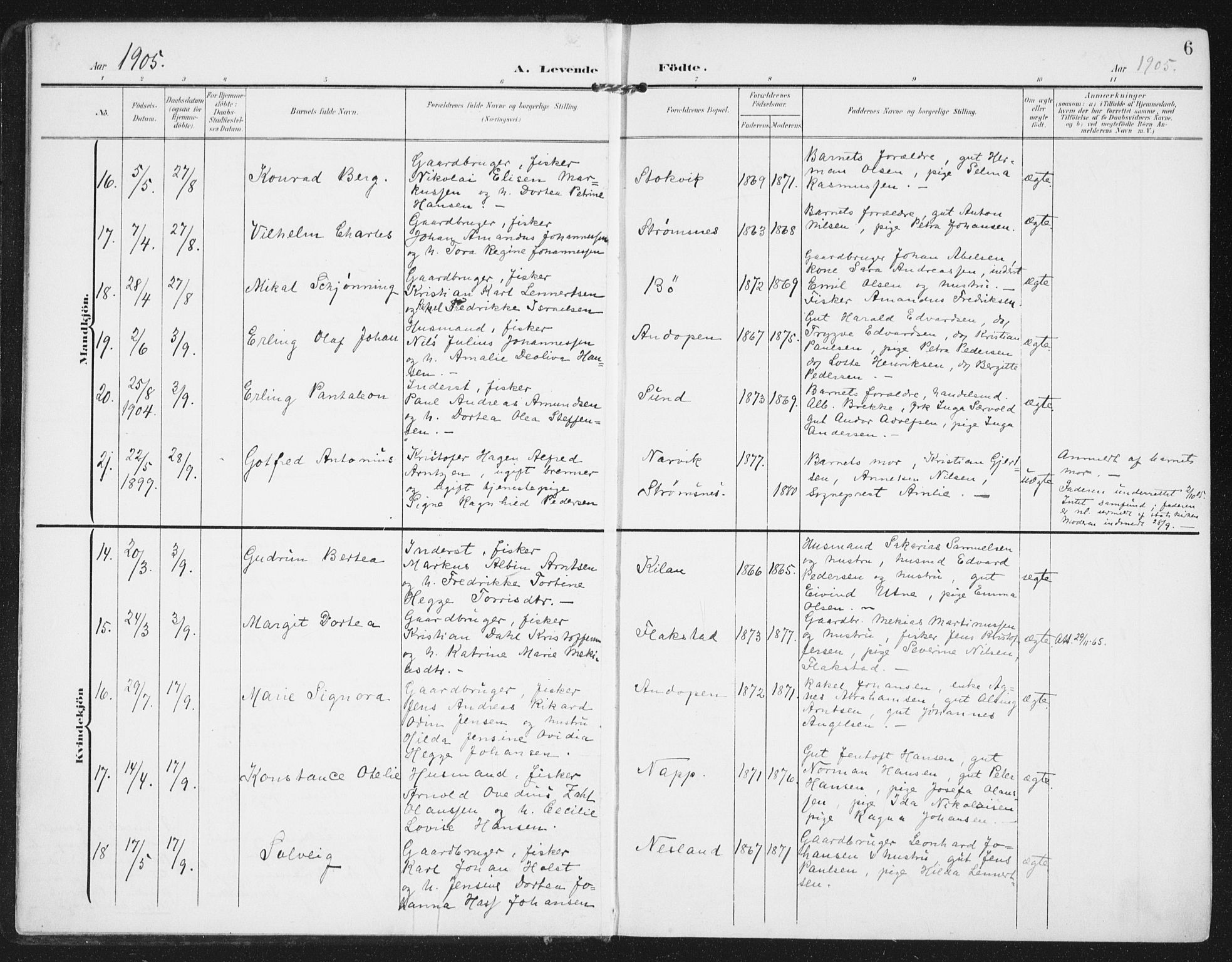 Ministerialprotokoller, klokkerbøker og fødselsregistre - Nordland, SAT/A-1459/885/L1206: Ministerialbok nr. 885A07, 1905-1915, s. 6