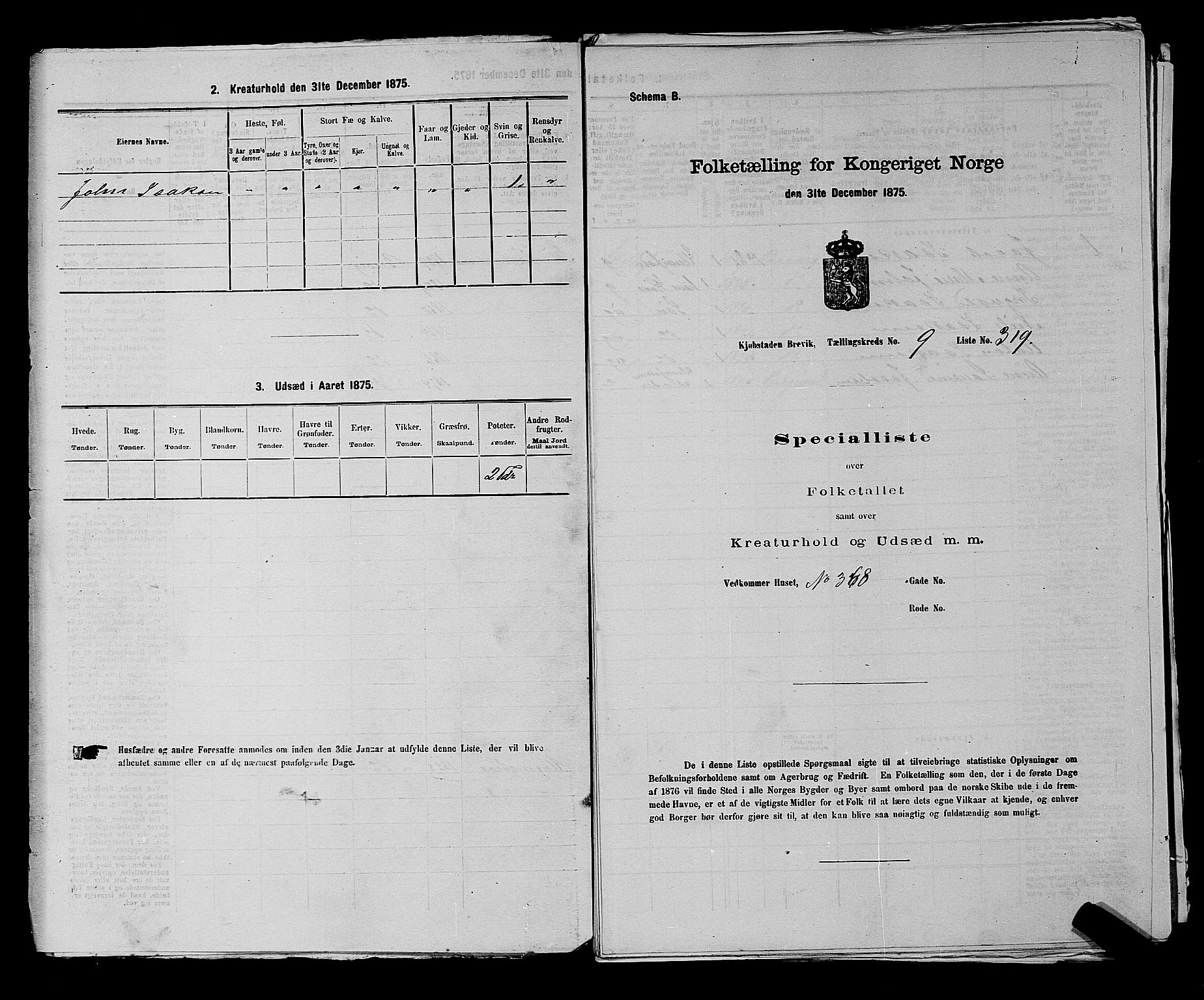 SAKO, Folketelling 1875 for 0804P Brevik prestegjeld, 1875, s. 699