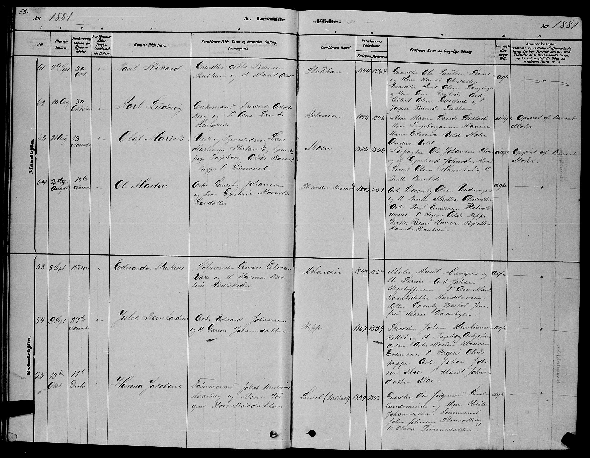Ministerialprotokoller, klokkerbøker og fødselsregistre - Sør-Trøndelag, SAT/A-1456/606/L0312: Klokkerbok nr. 606C08, 1878-1894, s. 58