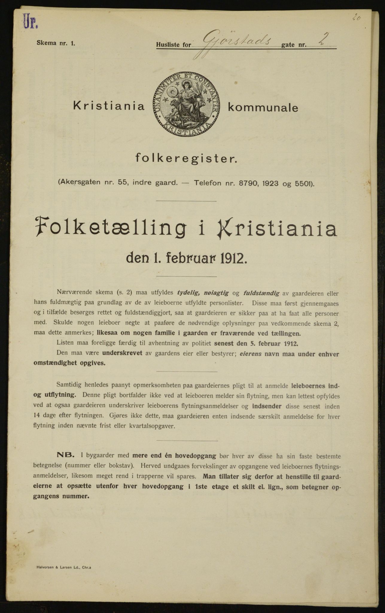 OBA, Kommunal folketelling 1.2.1912 for Kristiania, 1912, s. 29117