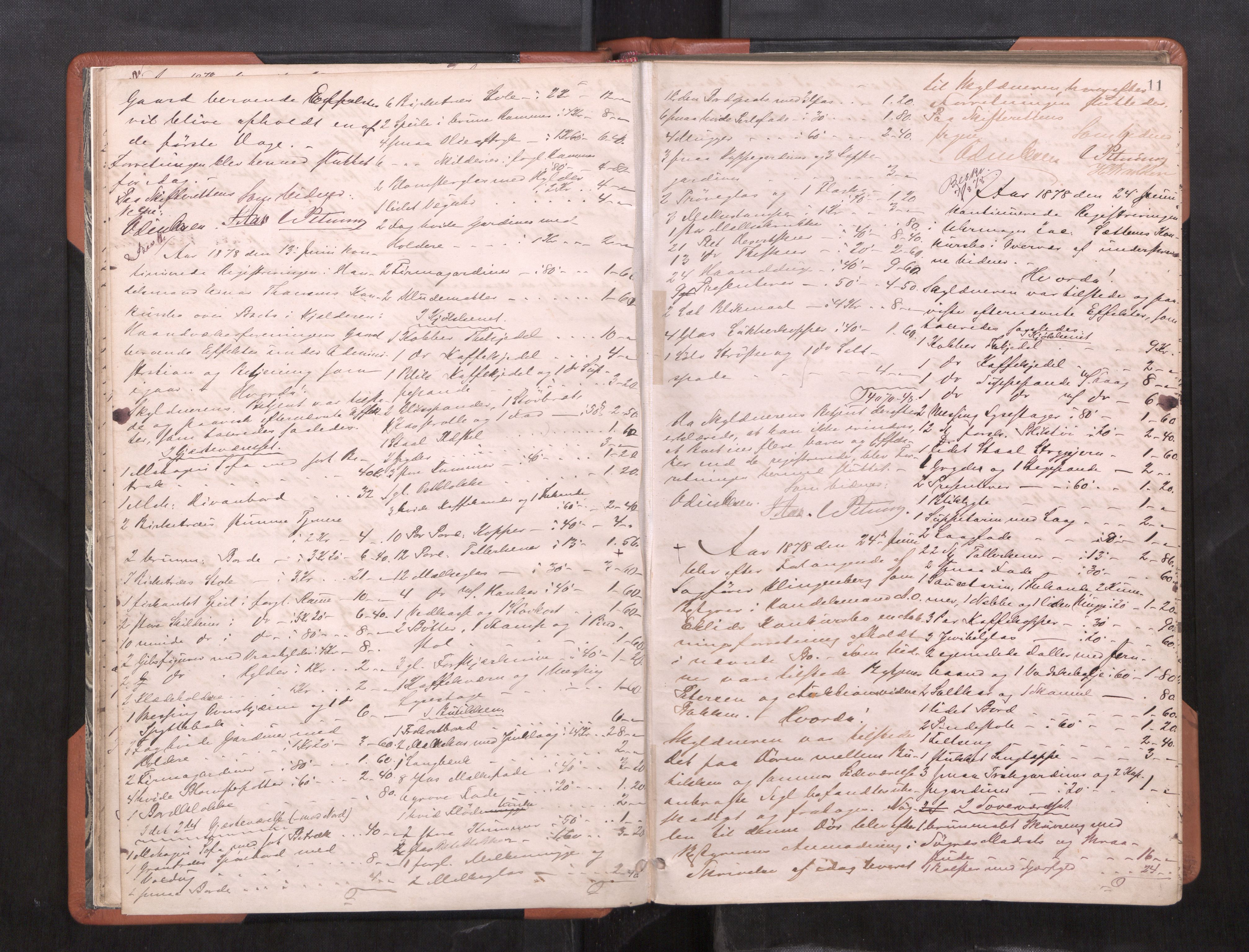 Trondheim byfogd, AV/SAT-A-0003/1/3/3C/L0009: Skifteregistreringsprotokoll (u/ register), 1878-1885, s. 11