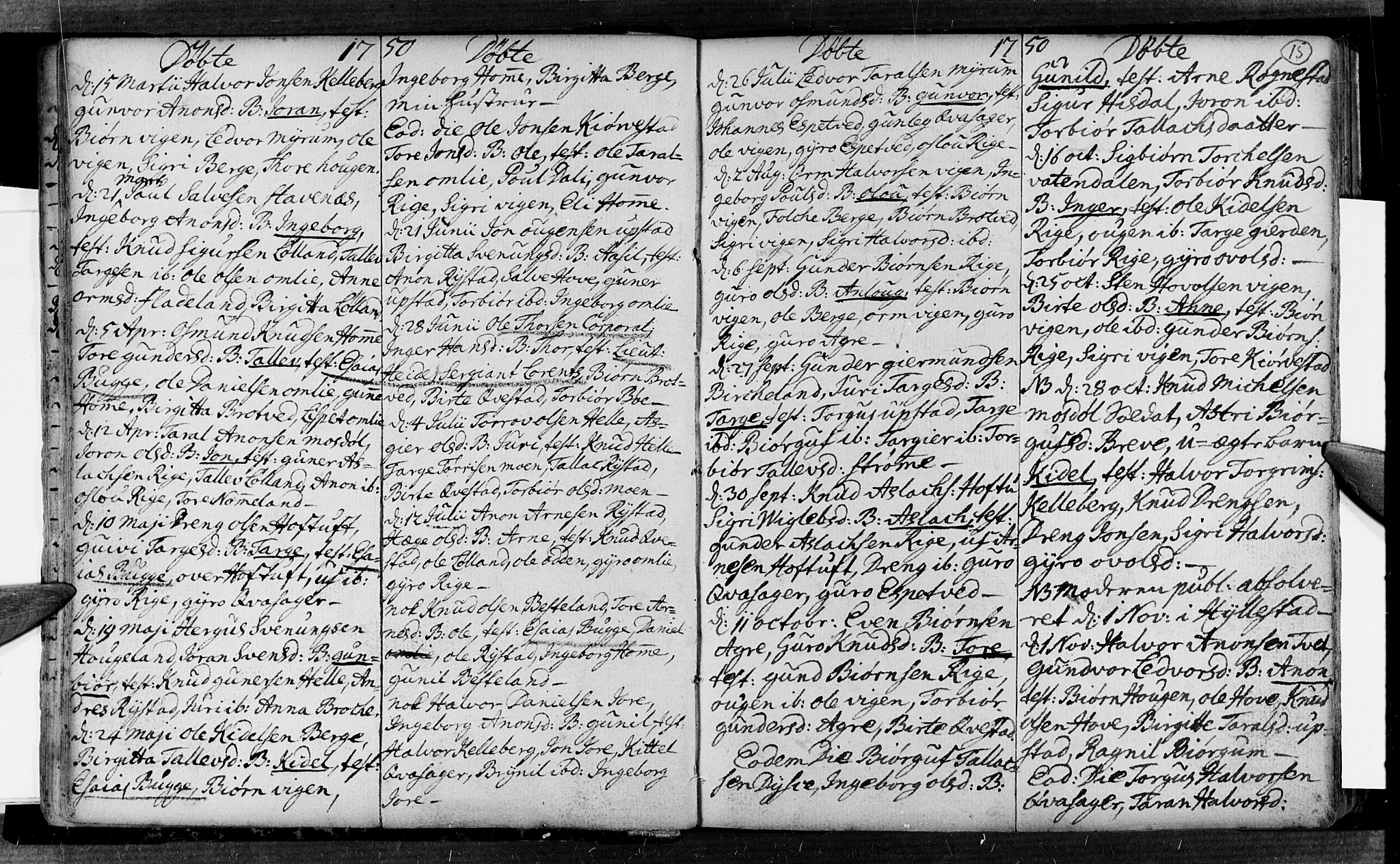 Valle sokneprestkontor, SAK/1111-0044/F/Fa/Fac/L0002: Ministerialbok nr. A 2, 1745-1776, s. 15