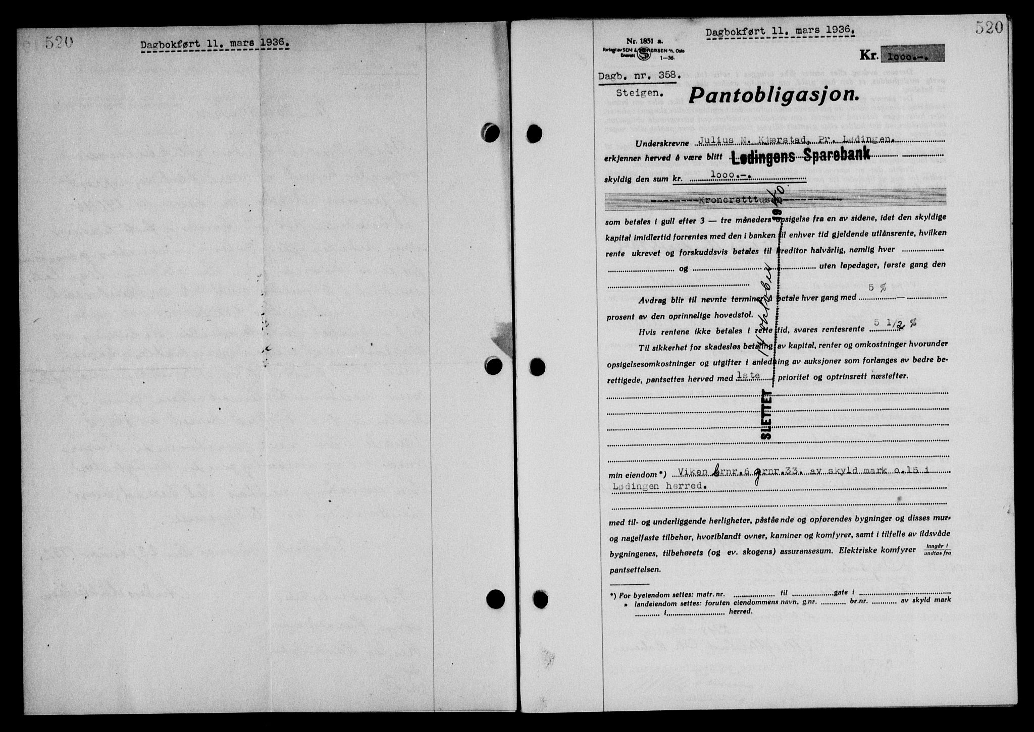 Steigen og Ofoten sorenskriveri, SAT/A-0030/1/2/2C/L0026: Pantebok nr. 30, 1935-1936, Tingl.dato: 11.03.1936