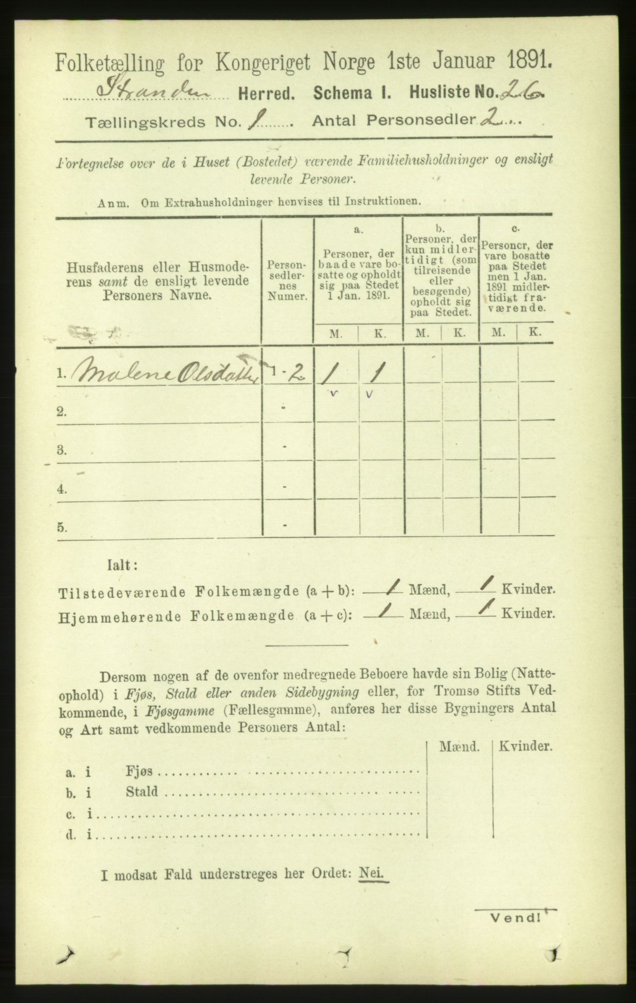 RA, Folketelling 1891 for 1525 Stranda herred, 1891, s. 45