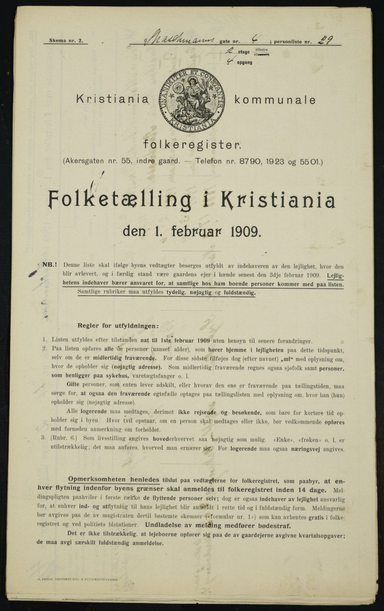 OBA, Kommunal folketelling 1.2.1909 for Kristiania kjøpstad, 1909, s. 58784