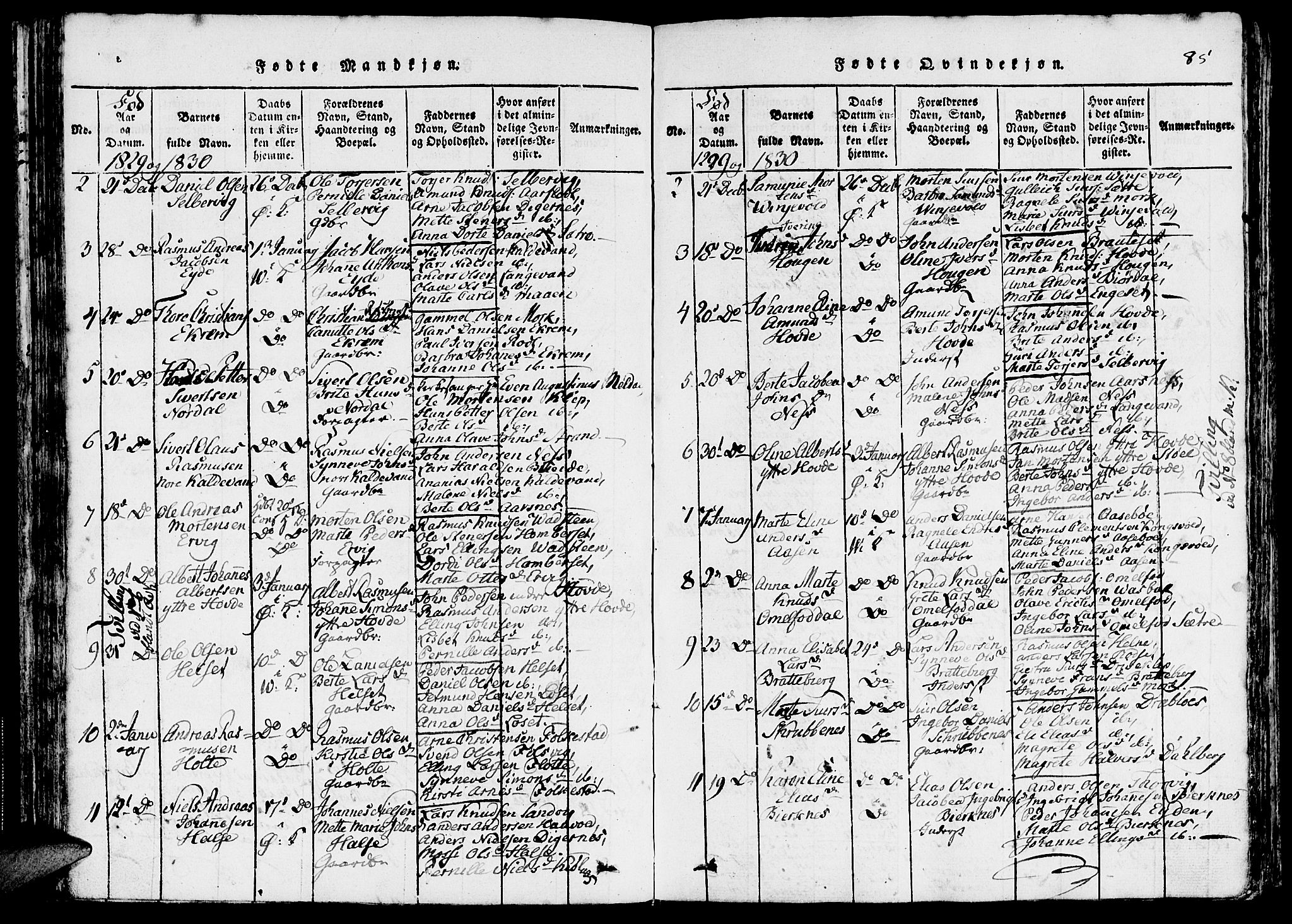 Ministerialprotokoller, klokkerbøker og fødselsregistre - Møre og Romsdal, SAT/A-1454/511/L0138: Ministerialbok nr. 511A05, 1817-1832, s. 85
