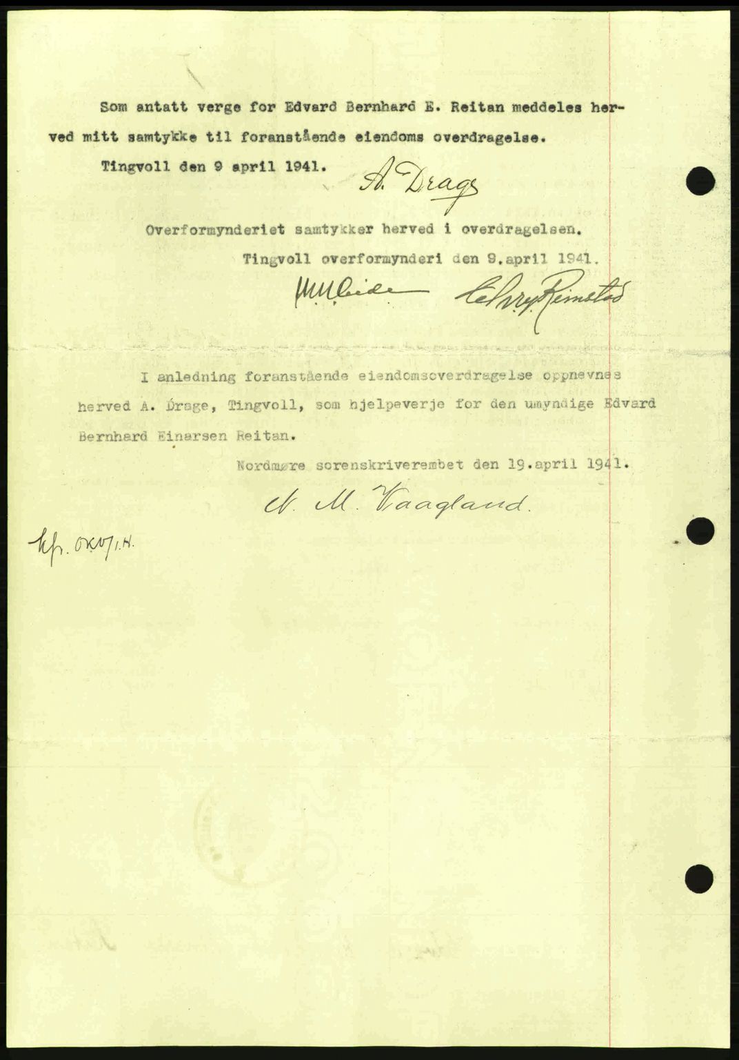 Nordmøre sorenskriveri, SAT/A-4132/1/2/2Ca: Pantebok nr. A89, 1940-1941, Dagboknr: 621/1941