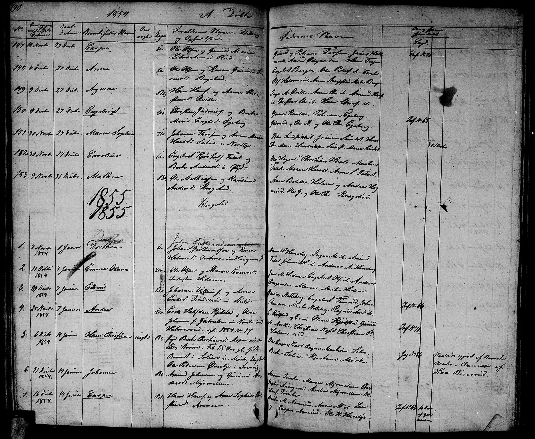 Aurskog prestekontor Kirkebøker, SAO/A-10304a/G/Ga/L0002: Klokkerbok nr. I 2, 1829-1857, s. 190