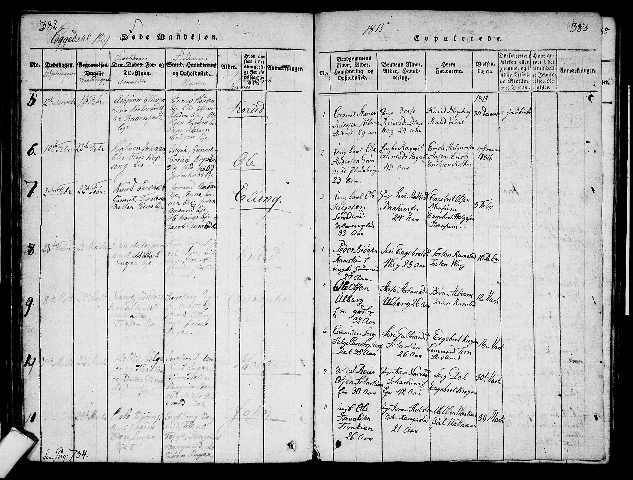 Sigdal kirkebøker, AV/SAKO-A-245/G/Ga/L0001: Klokkerbok nr. I 1 /1, 1816-1835, s. 382-383
