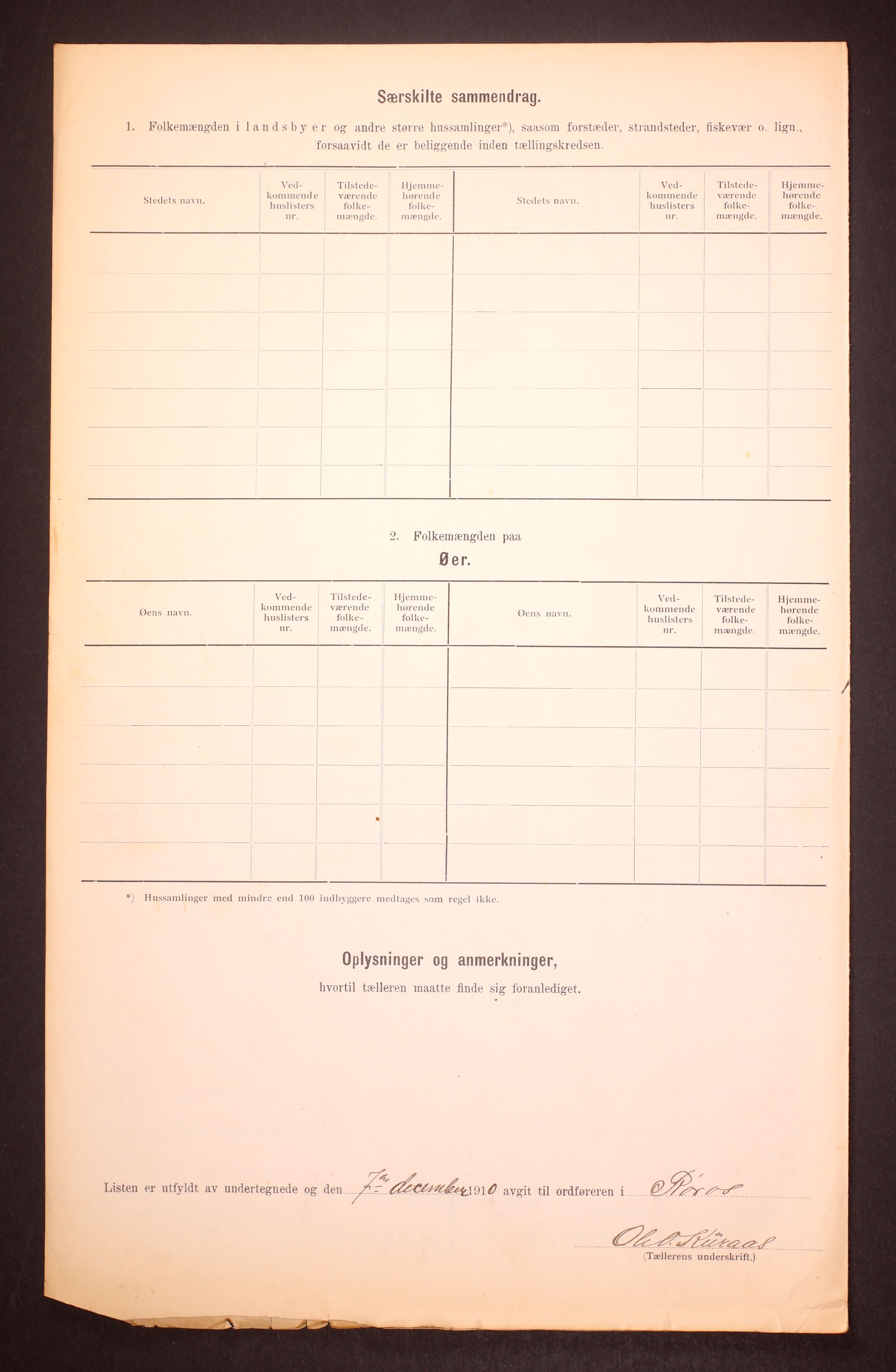 RA, Folketelling 1910 for 1640 Røros herred, 1910, s. 7