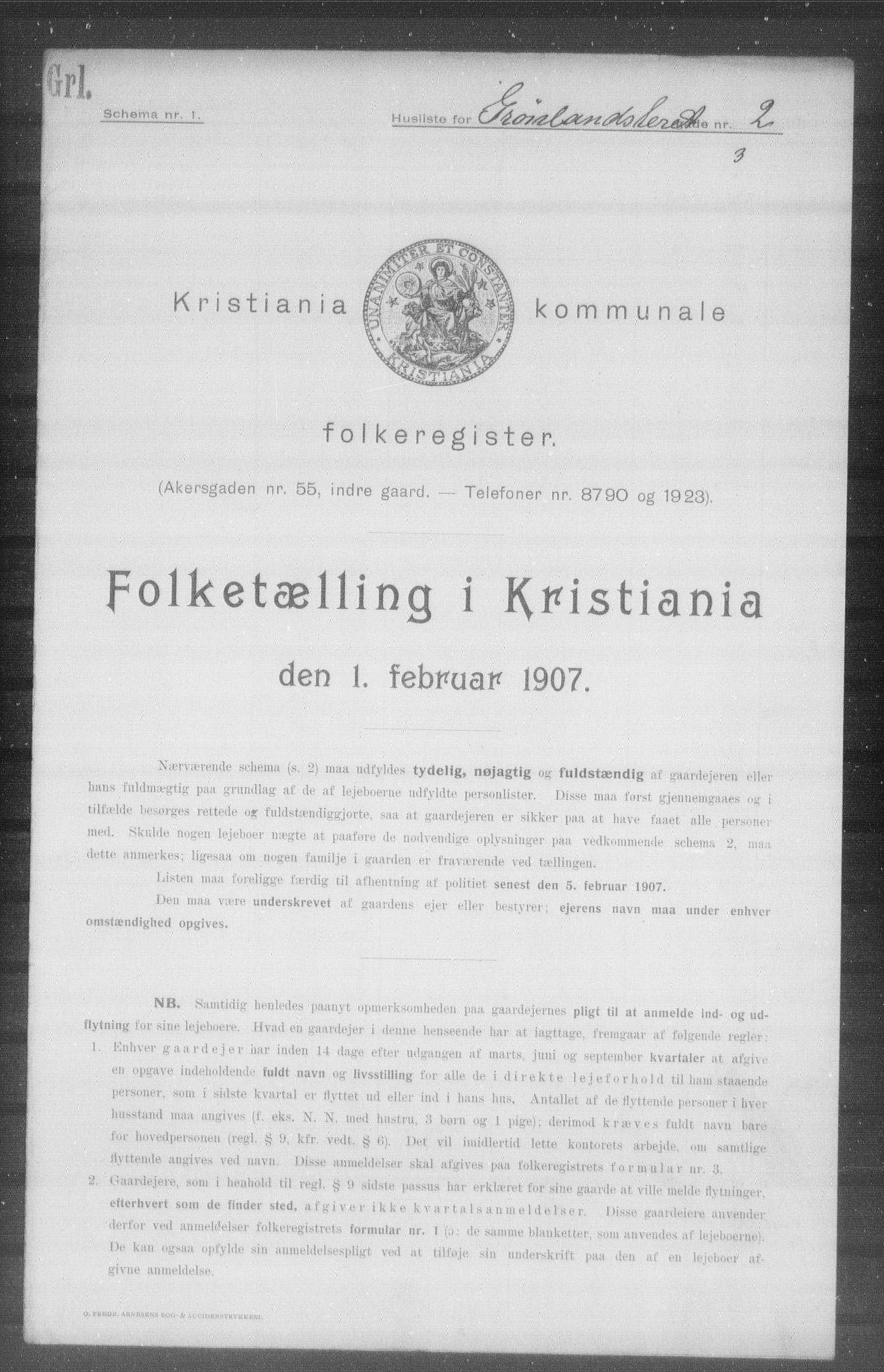 OBA, Kommunal folketelling 1.2.1907 for Kristiania kjøpstad, 1907, s. 16060