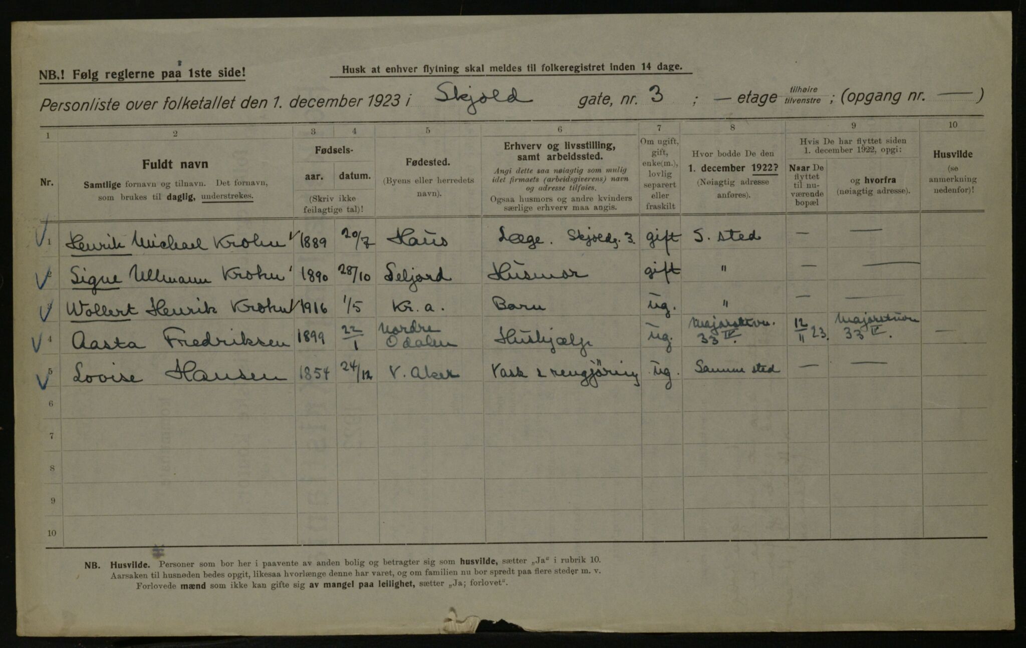 OBA, Kommunal folketelling 1.12.1923 for Kristiania, 1923, s. 106457