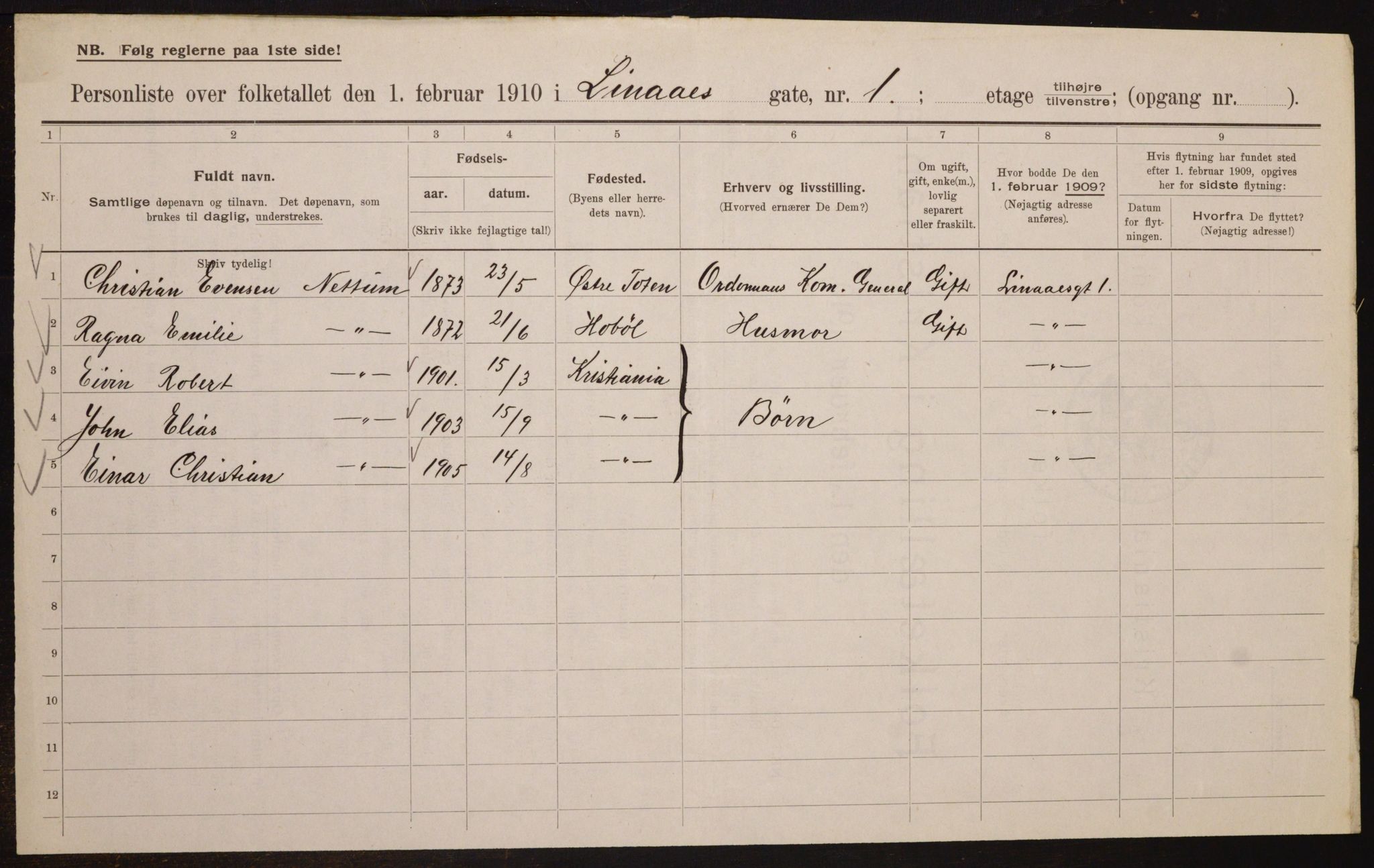 OBA, Kommunal folketelling 1.2.1910 for Kristiania, 1910, s. 55824