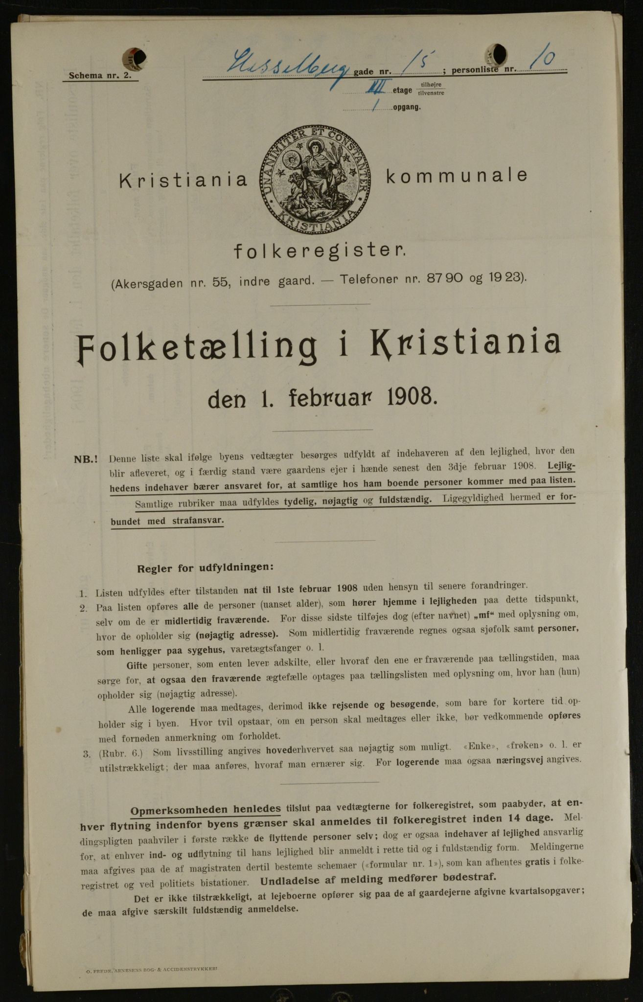 OBA, Kommunal folketelling 1.2.1908 for Kristiania kjøpstad, 1908, s. 36079