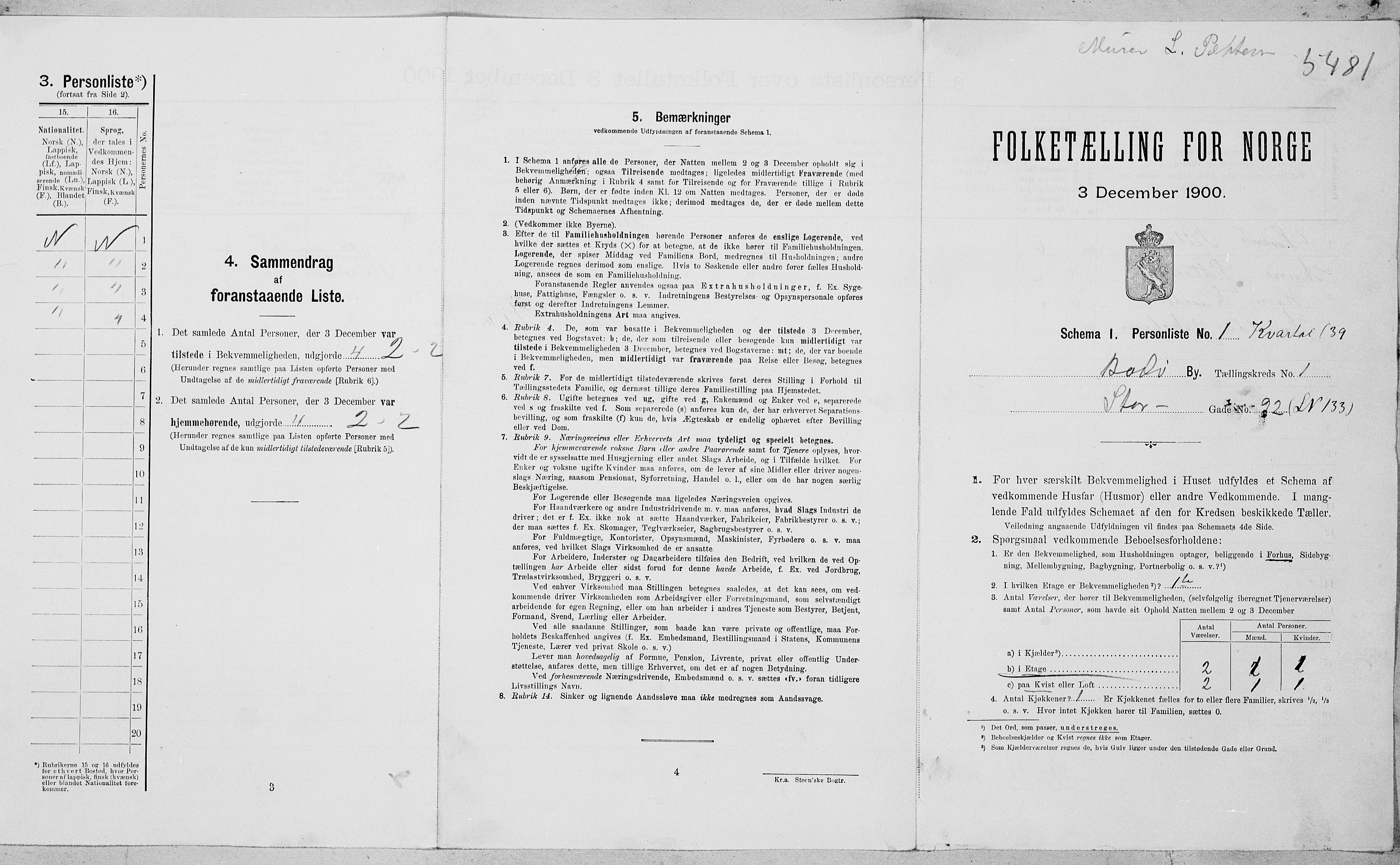 SAT, Folketelling 1900 for 1804 Bodø kjøpstad, 1900, s. 60