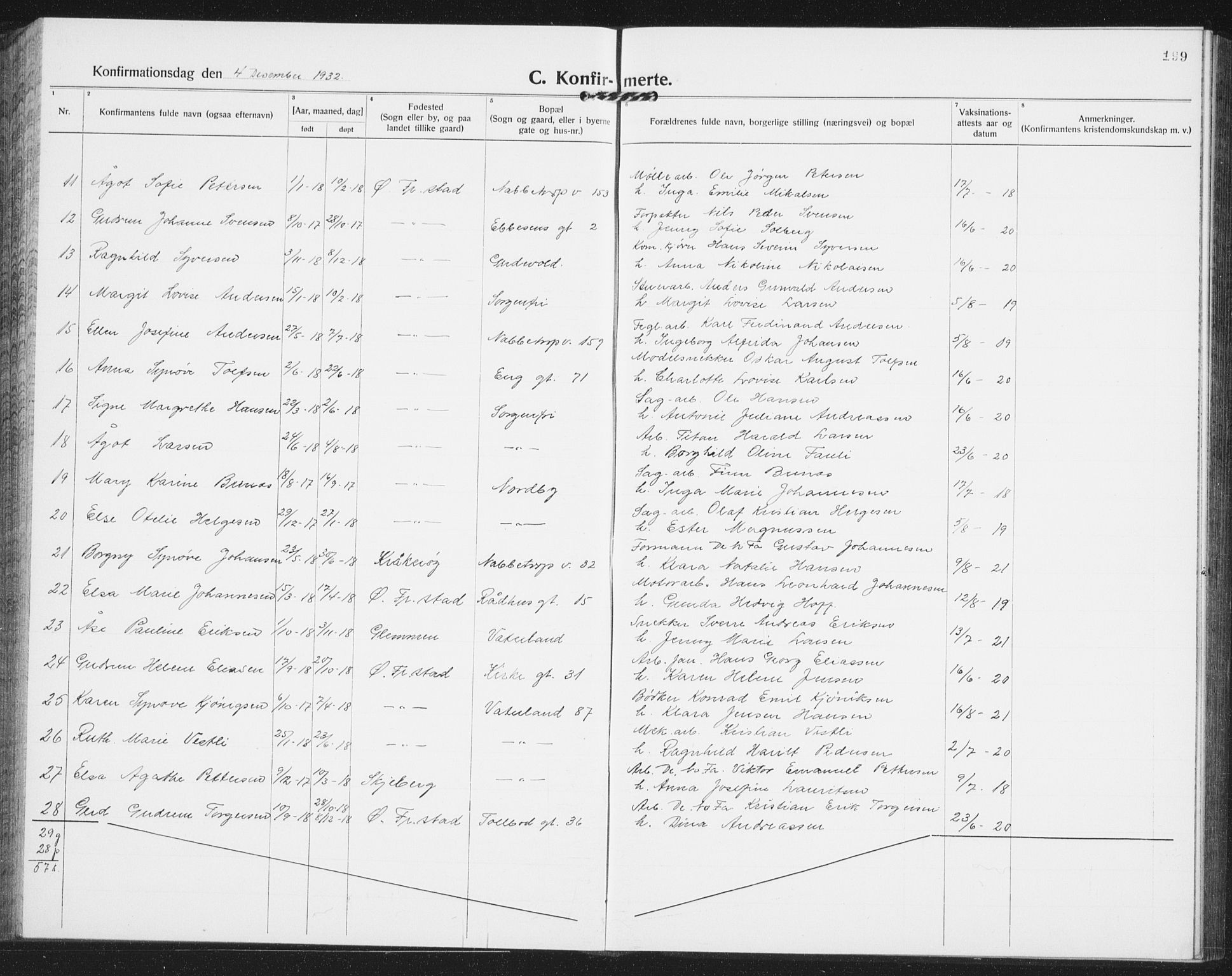 Østre Fredrikstad prestekontor Kirkebøker, AV/SAO-A-10907/G/Ga/L0003: Klokkerbok nr. 3, 1920-1940, s. 199