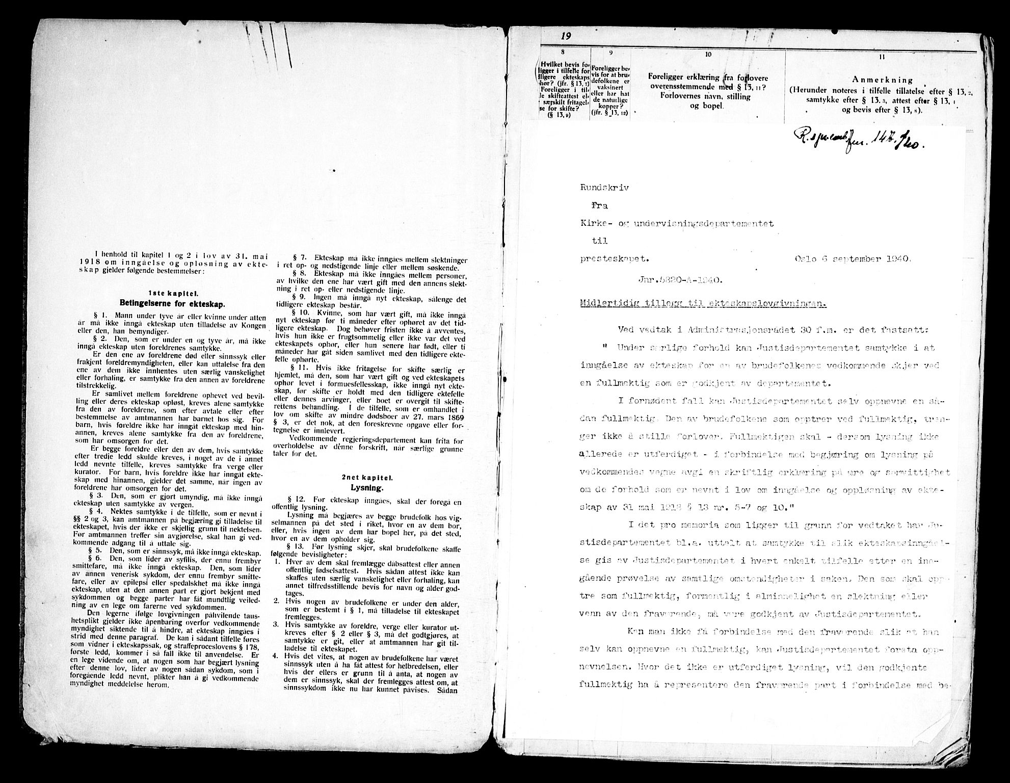 Rolvsøy prestekontor Kirkebøker, AV/SAO-A-2004/H/Ha/L0001: Lysningsprotokoll nr. 1, 1919-1962