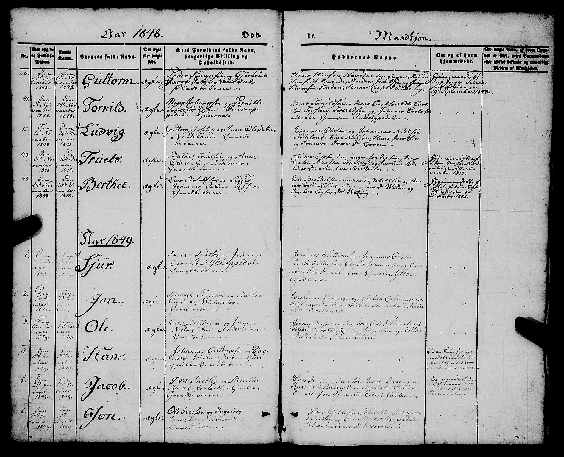 Gulen sokneprestembete, AV/SAB-A-80201/H/Haa/Haaa/L0021: Ministerialbok nr. A 21, 1848-1858, s. 5