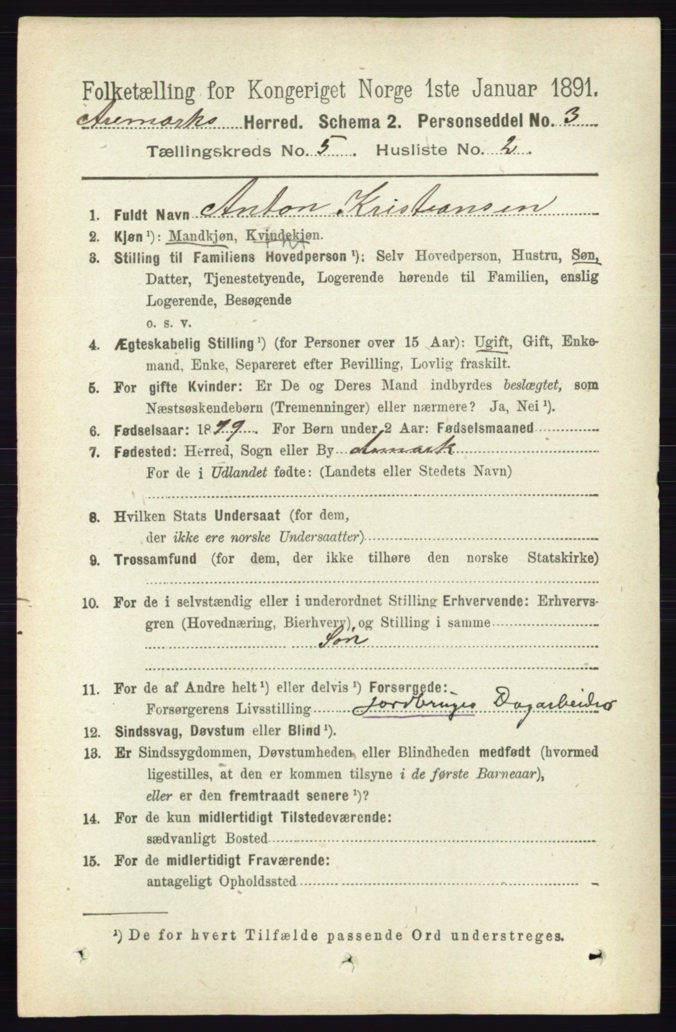 RA, Folketelling 1891 for 0118 Aremark herred, 1891, s. 2483