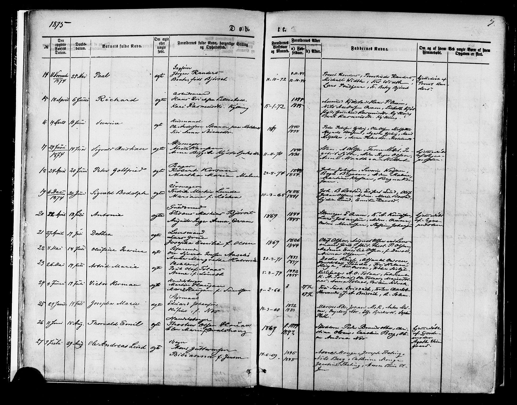 Ministerialprotokoller, klokkerbøker og fødselsregistre - Møre og Romsdal, SAT/A-1454/558/L0691: Ministerialbok nr. 558A05, 1873-1886, s. 7