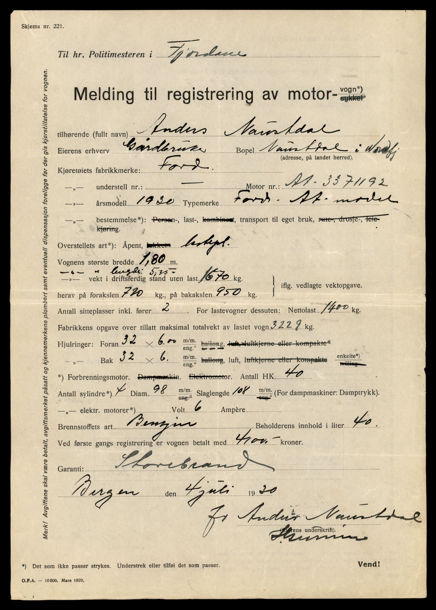 Møre og Romsdal vegkontor - Ålesund trafikkstasjon, SAT/A-4099/F/Fe/L0013: Registreringskort for kjøretøy T 1451 - T 1564, 1927-1998, s. 1927